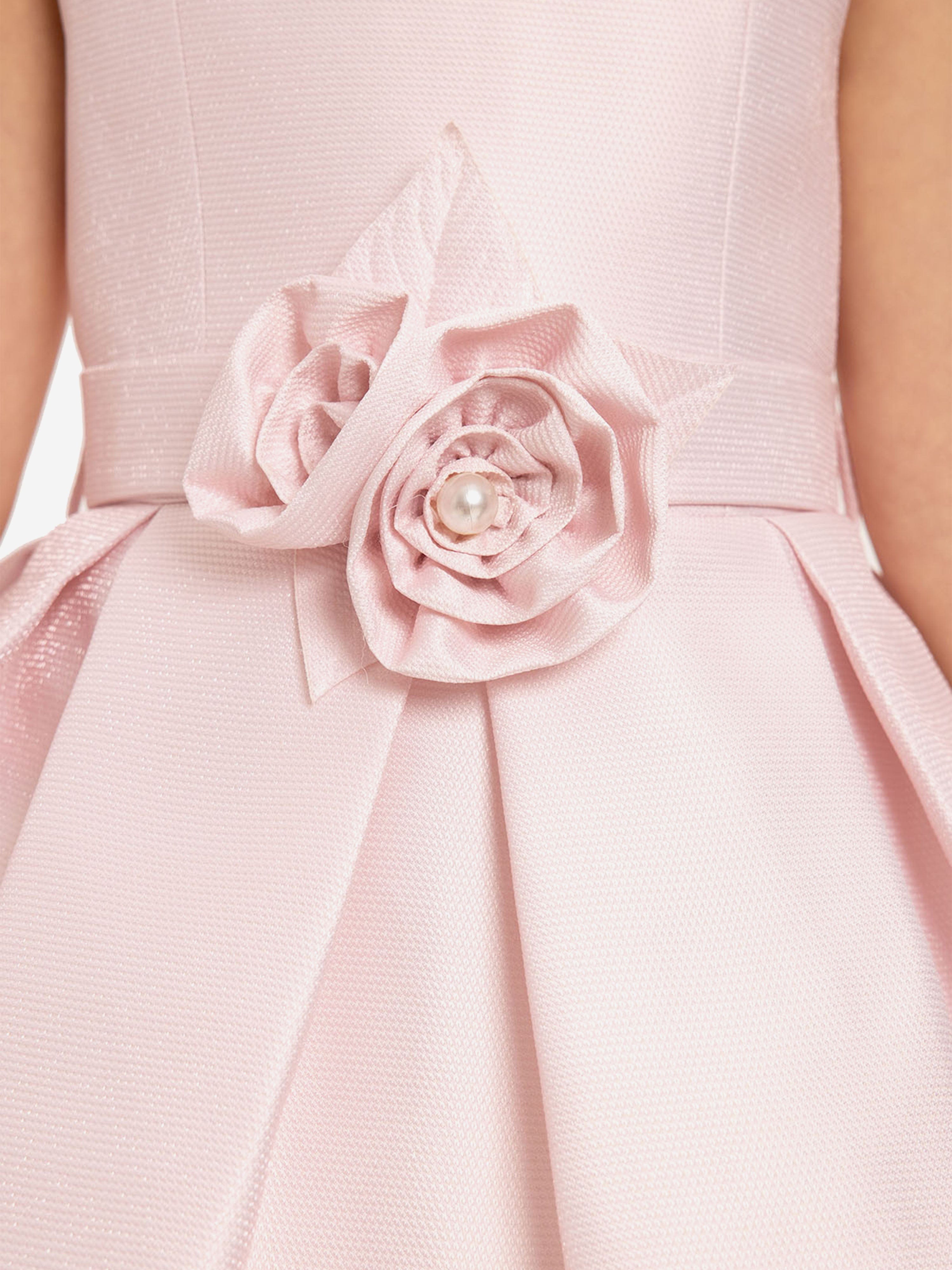 DRESS & Fleur Girls Dress with Matching Floral Bag in Pink