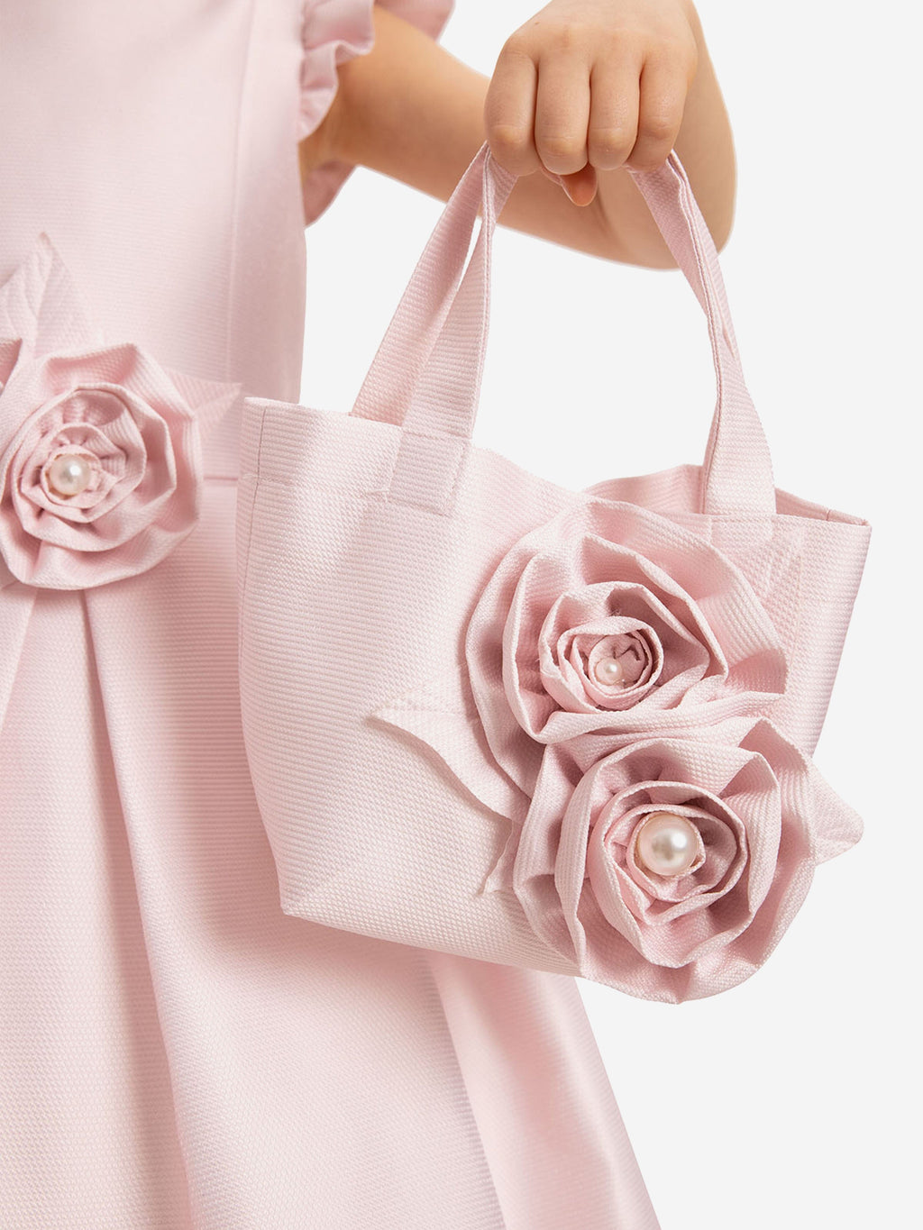 DRESS & Fleur Girls Dress with Matching Floral Bag in Pink