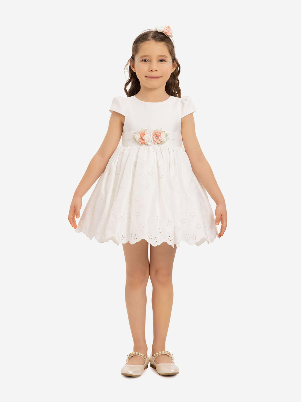 DRESS & Fleur Baby Girls Dress with Headband in White