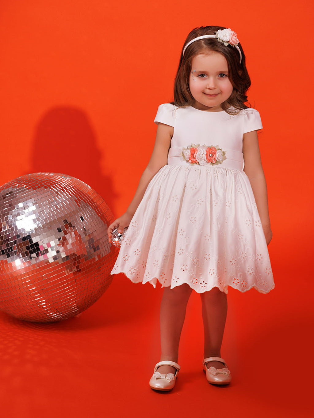 DRESS & Fleur Baby Girls Dress with Headband in White