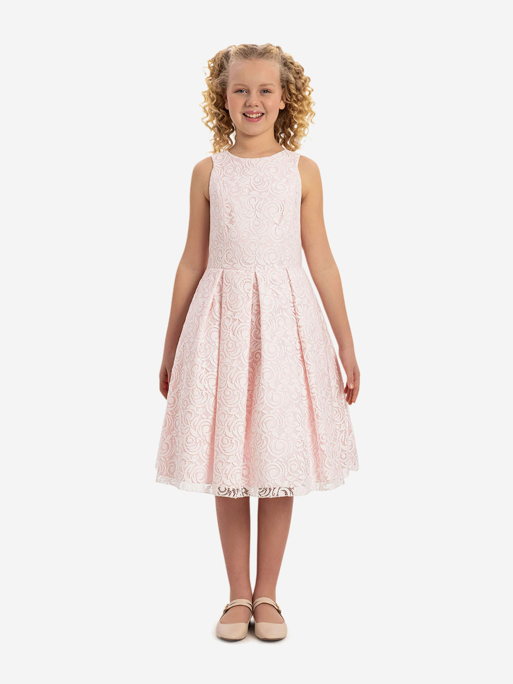 DRESS & Fleur Girls Lace Dress with Bolero in Pink