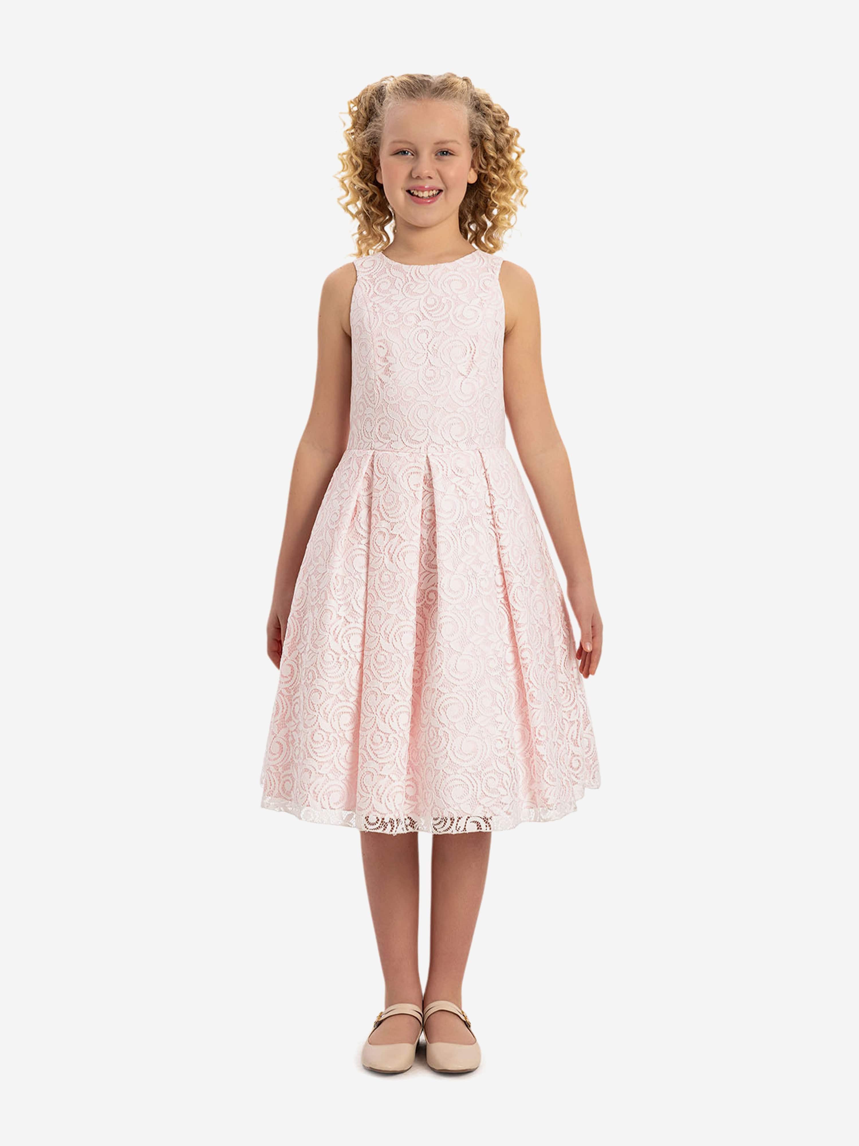DRESS & Fleur Girls Lace Dress with Bolero in Pink