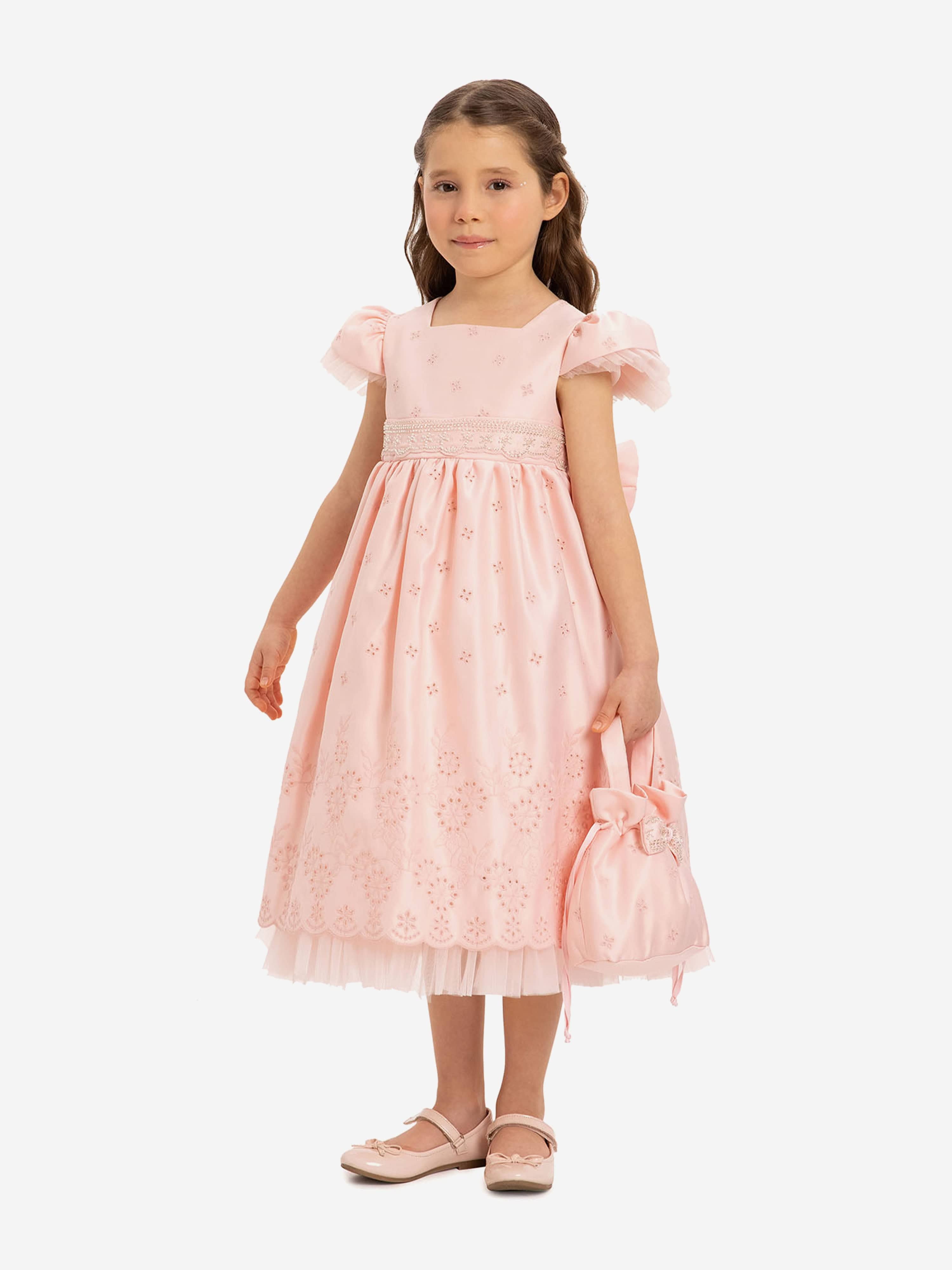 DRESS & Fleur Girls Dress with Matching Bag in Pink