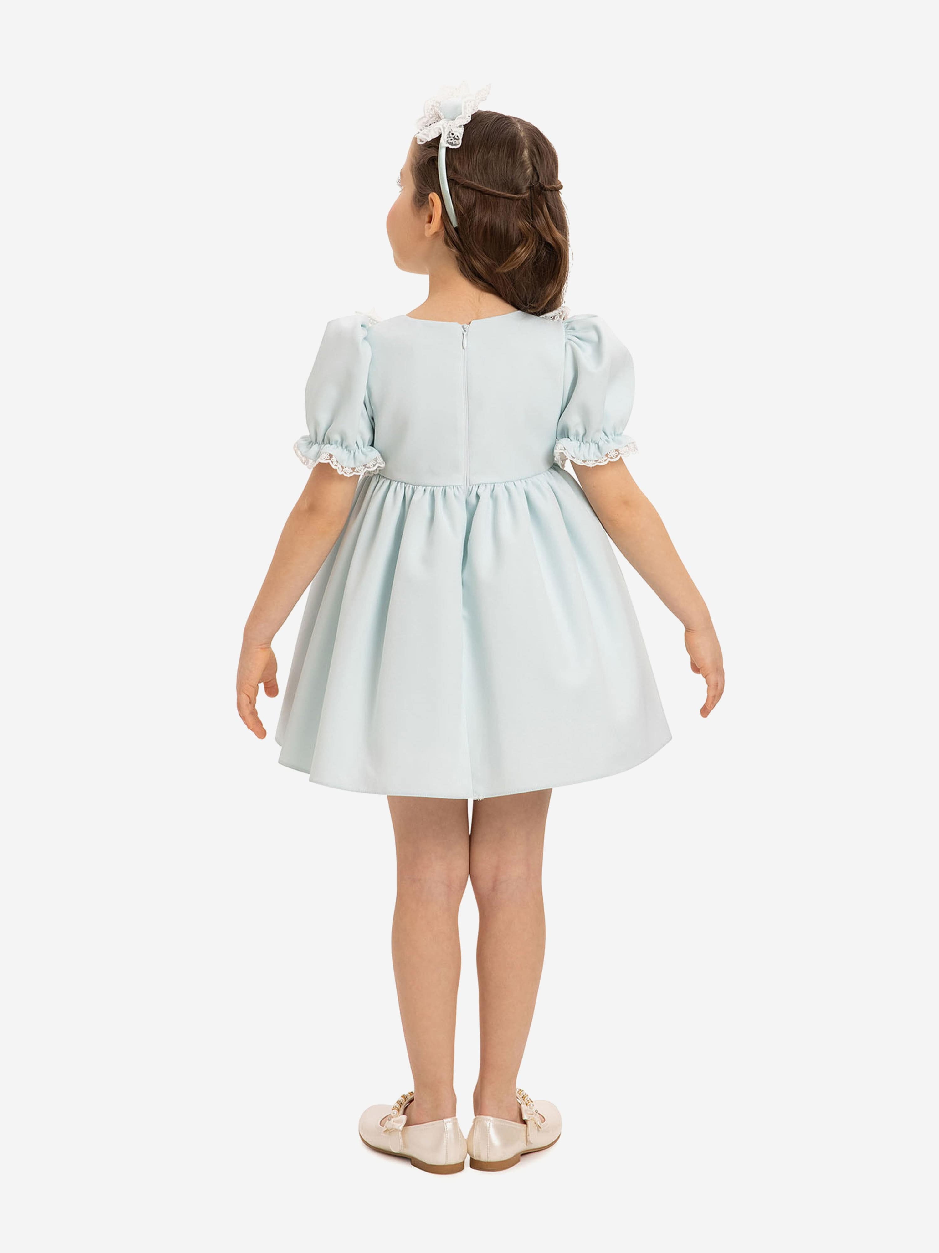DRESS & Fleur Baby Girls Dress Set with Teddy Bear in Blue