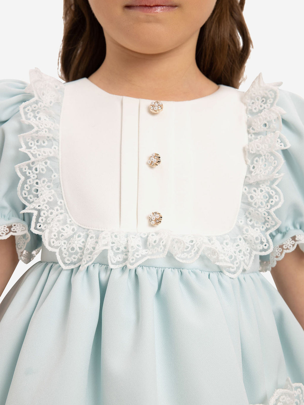 DRESS & Fleur Baby Girls Dress Set with Teddy Bear in Blue
