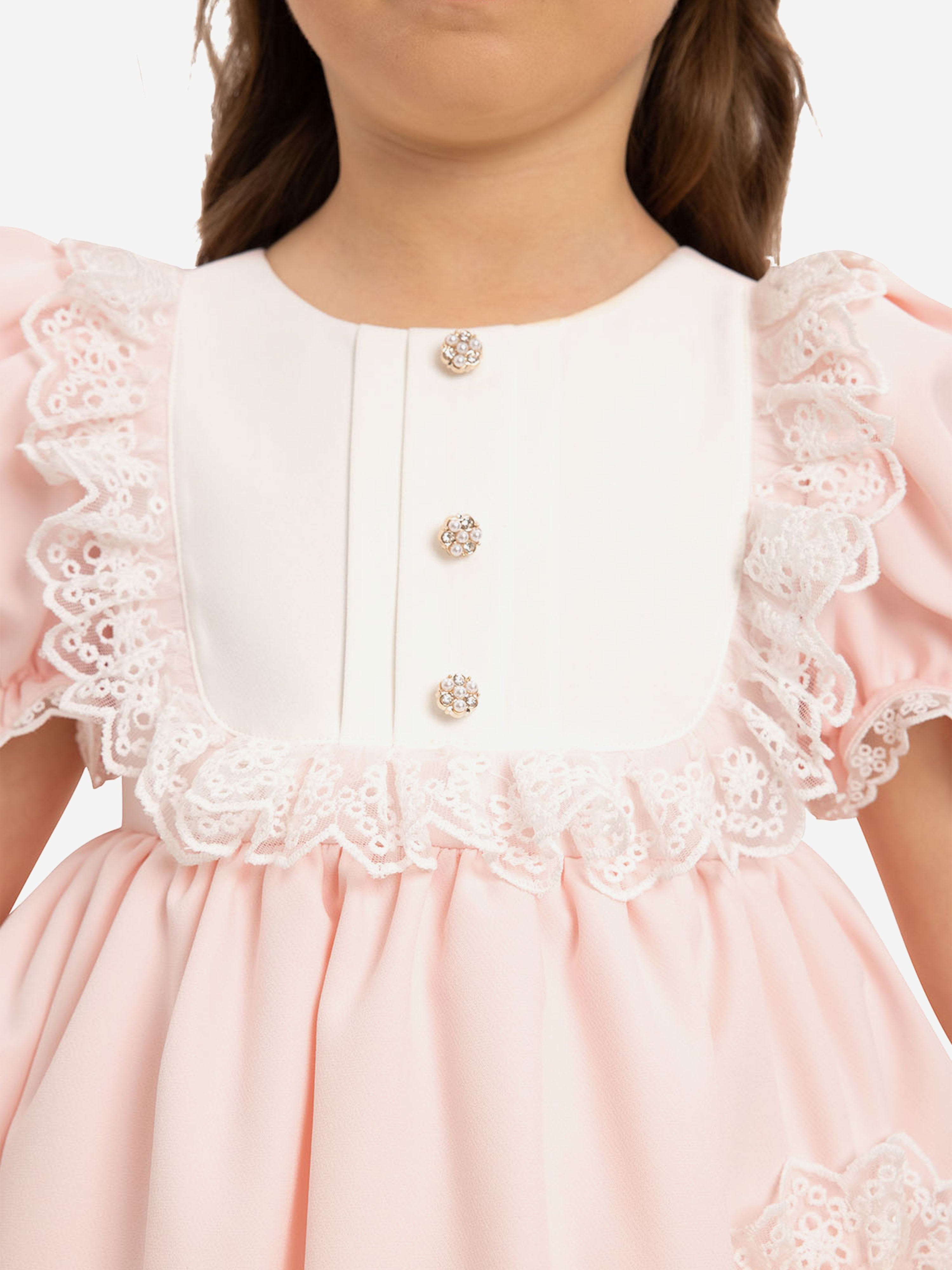 DRESS & Fleur Baby Girls Dress Set with Teddy Bear in Pink