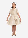 DRESS & Fleur Girls Elegant Dress with Matching Bag in Beige