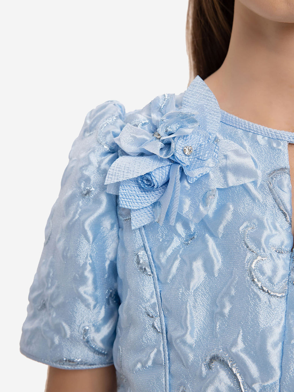 DRESS & Fleur Girls Elegant Dress with Matching Bag in Blue