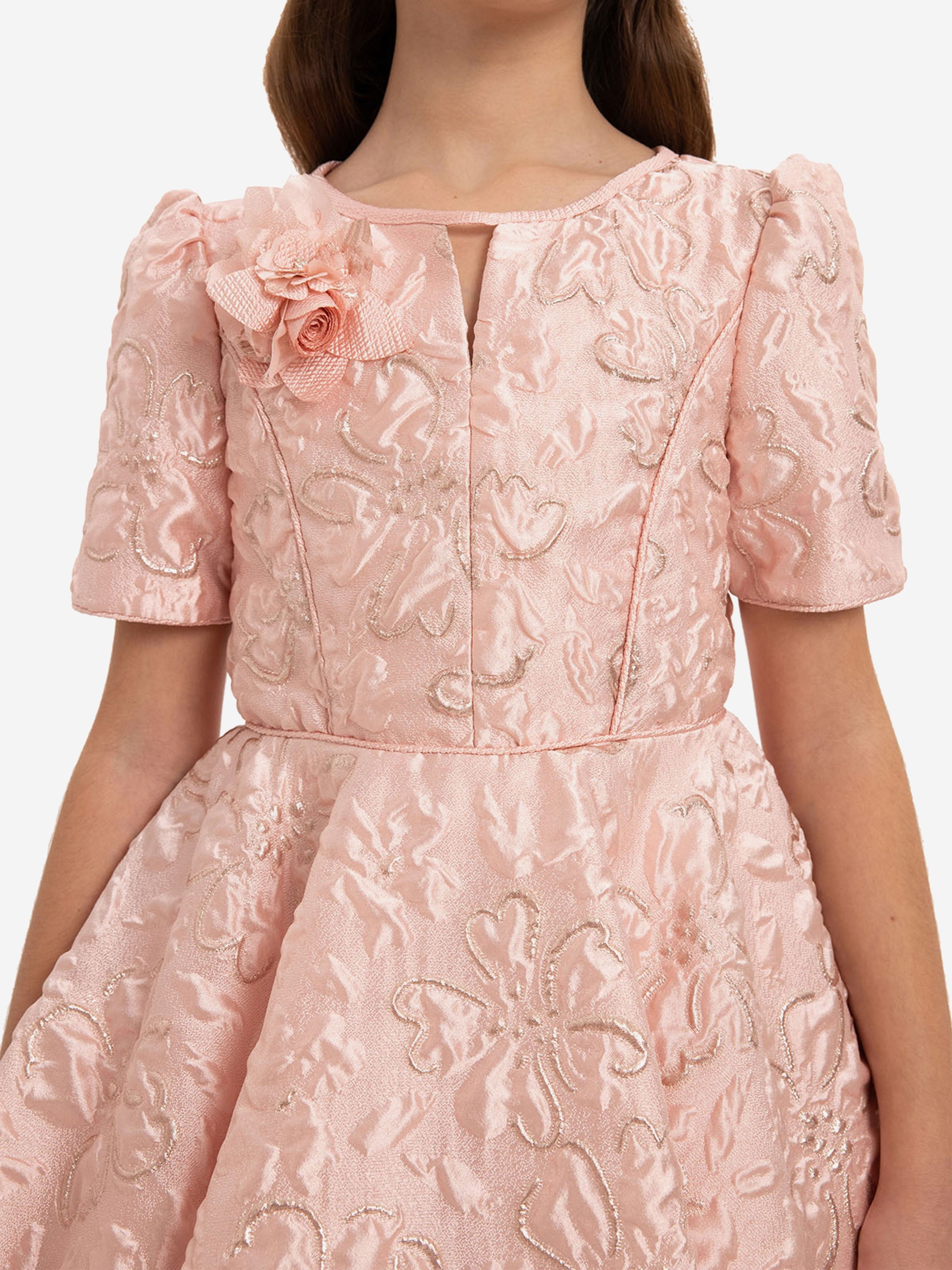 DRESS & Fleur Girls Elegant Dress with Matching Bag in Pink
