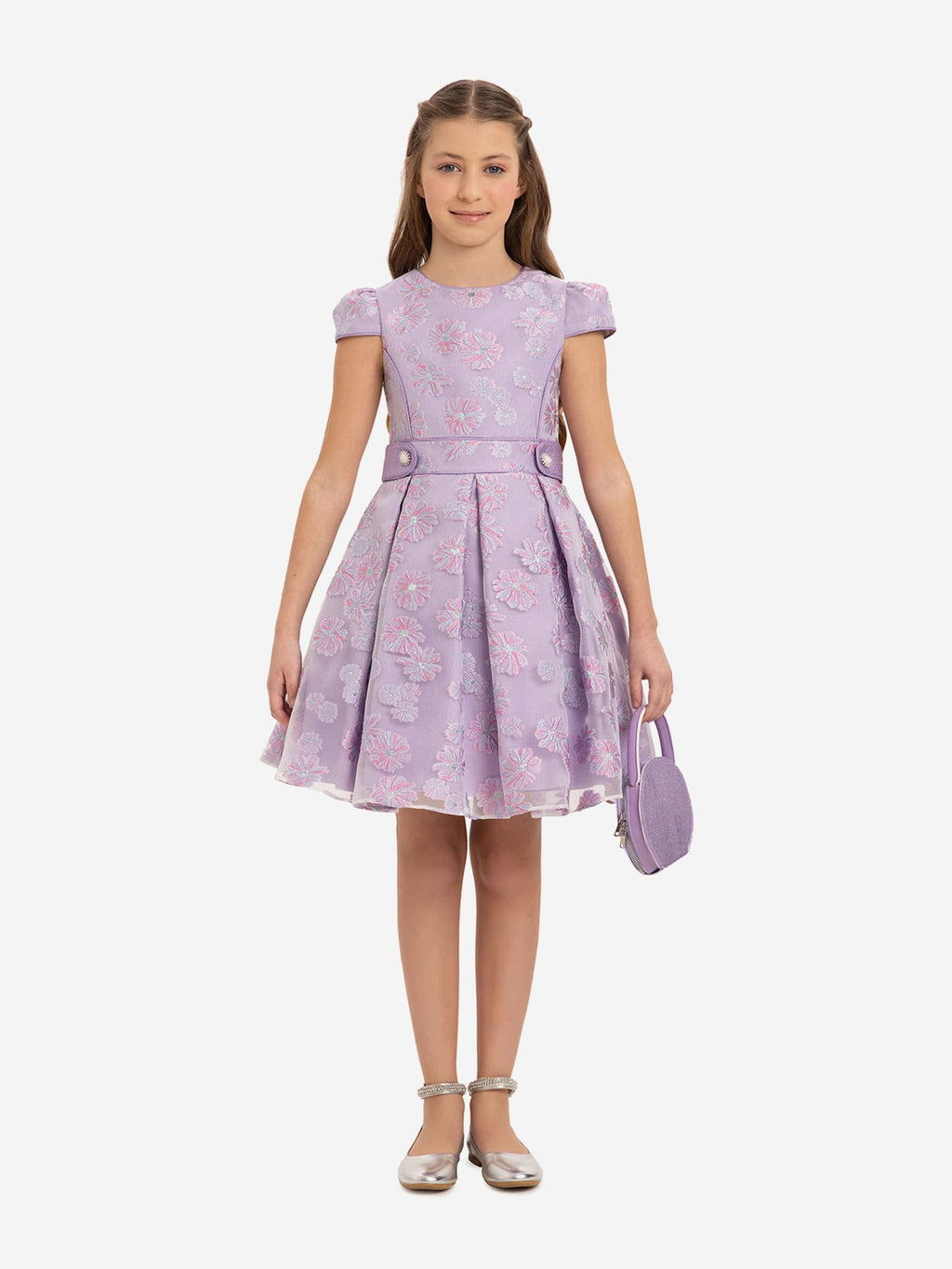 DRESS & Fleur Girls Stylish Dress with Matching Bag in Purple