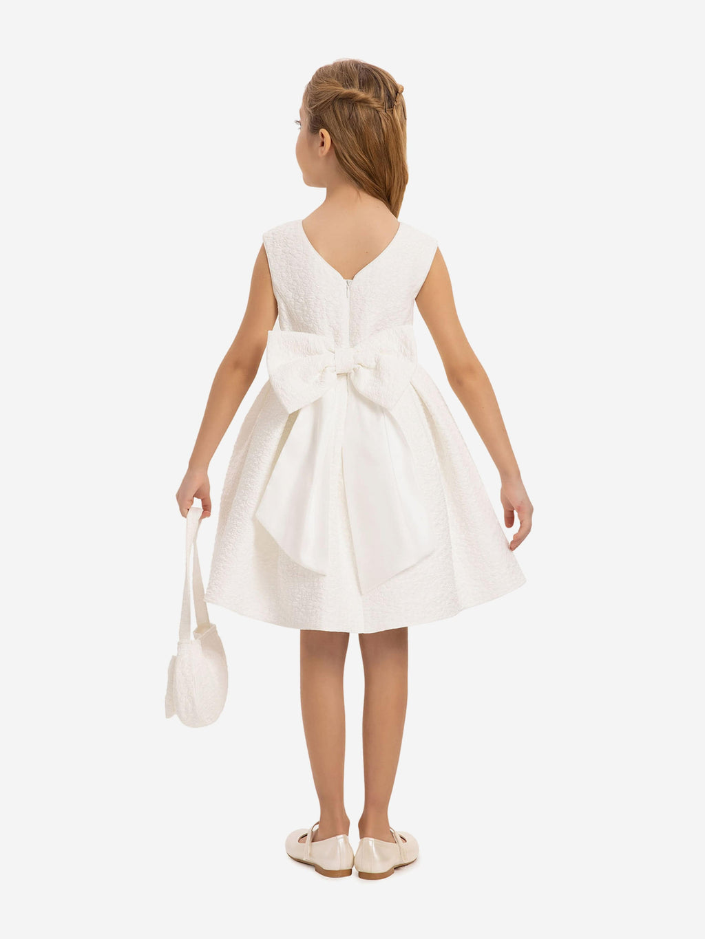 DRESS & Fleur Girls Dress with Matching Bag in White