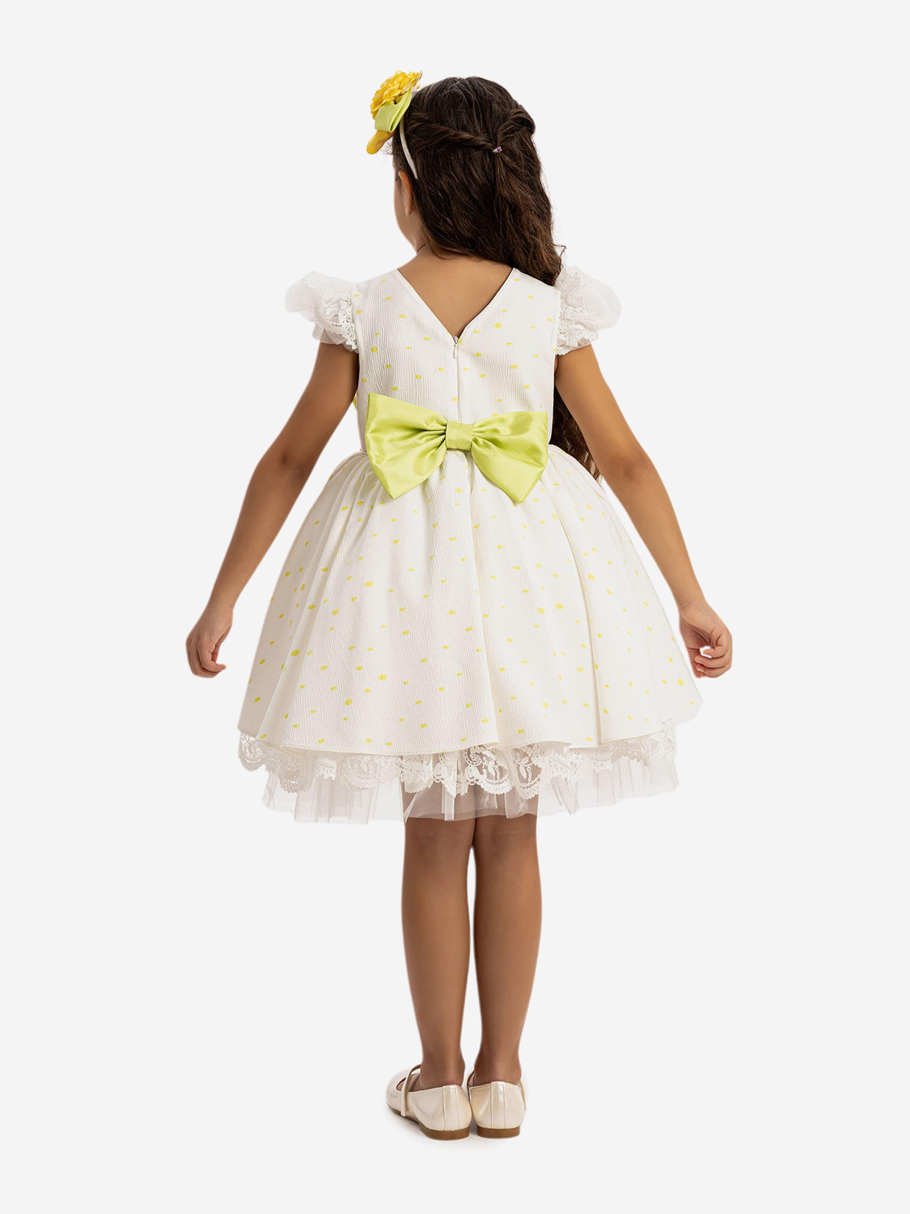 DRESS & Fleur Girls Dress with Headband in Yellow