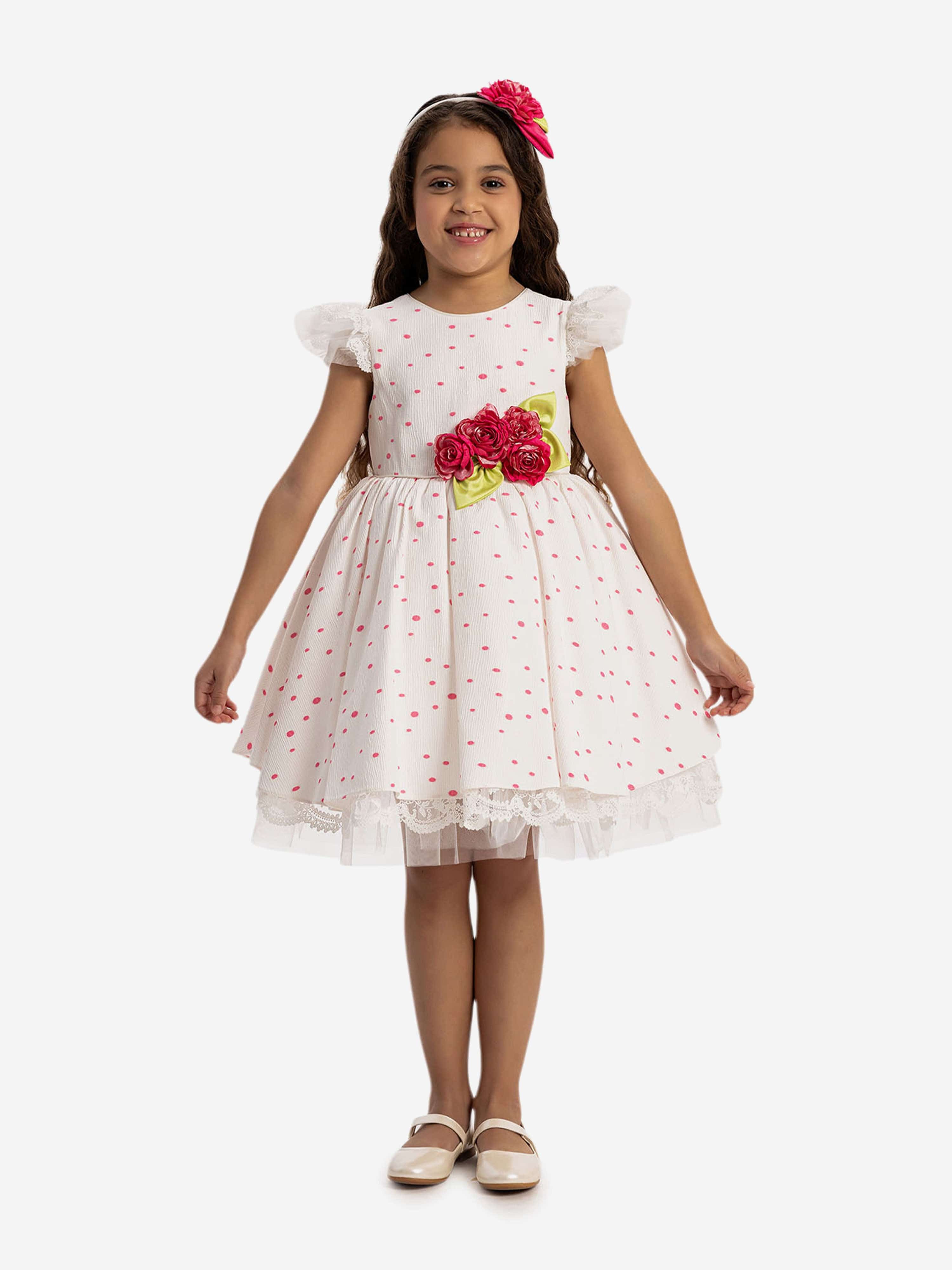 DRESS & Fleur Girls Dress with Headband in Pink