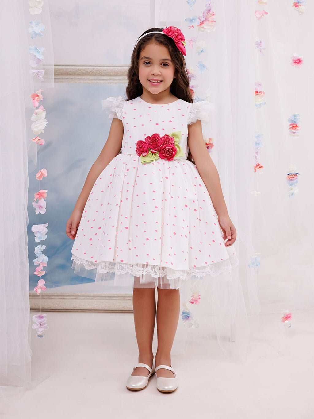 DRESS & Fleur Girls Dress with Headband in Pink