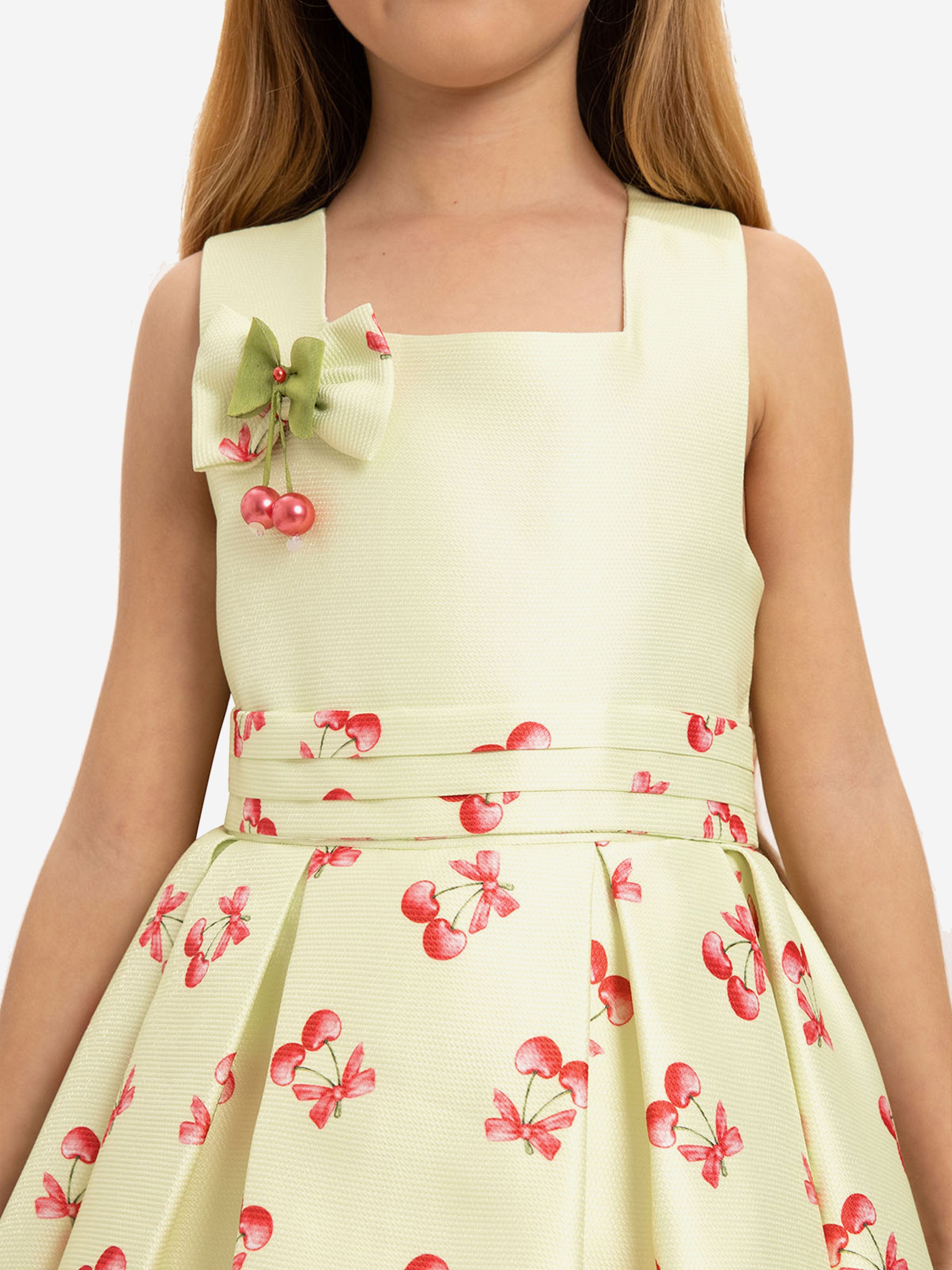 DRESS & Fleur Girls Cherry Dress with Matching Bag in Yellow