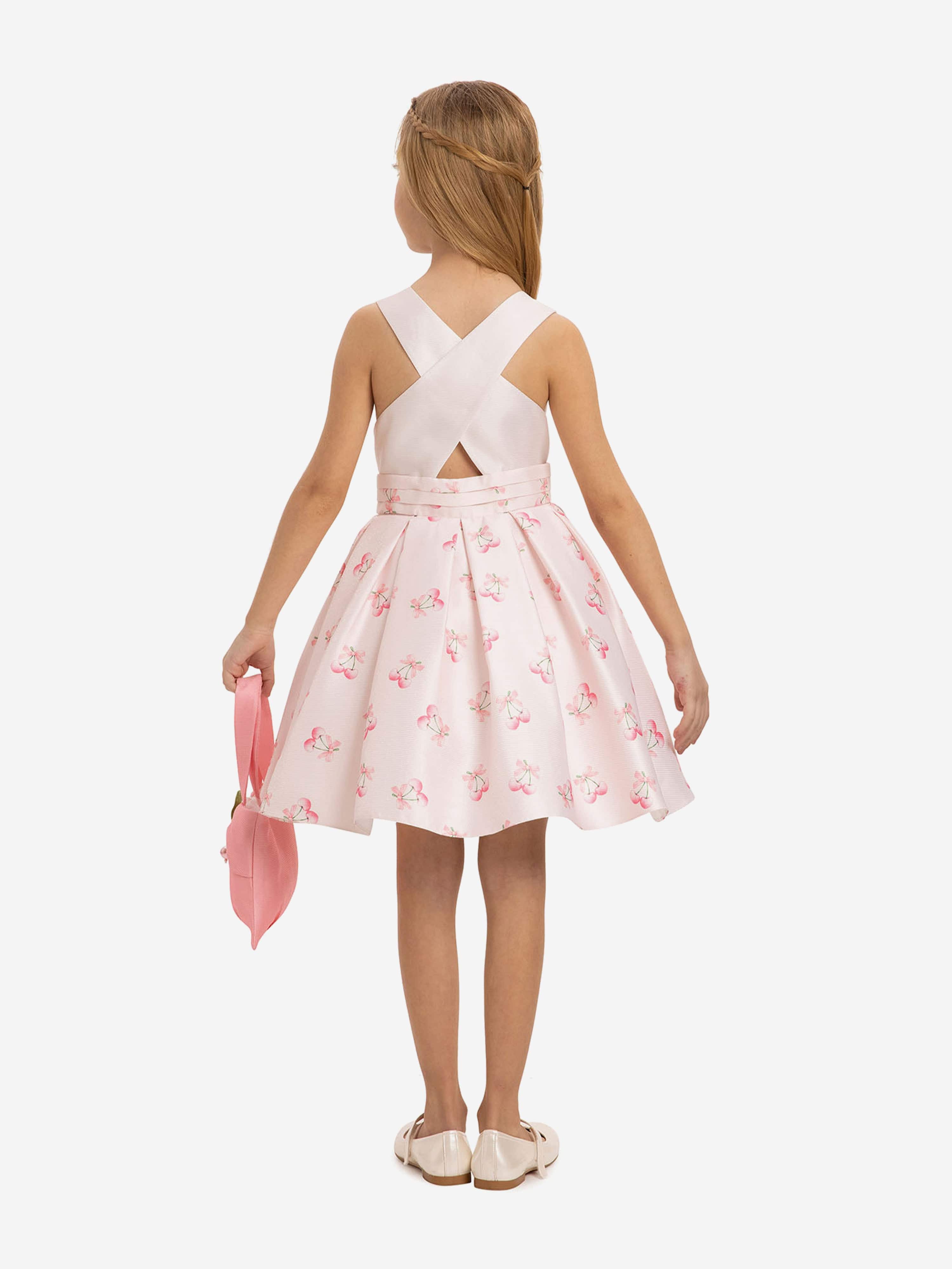 DRESS & Fleur Girls Cherry Dress with Matching Bag in Pink