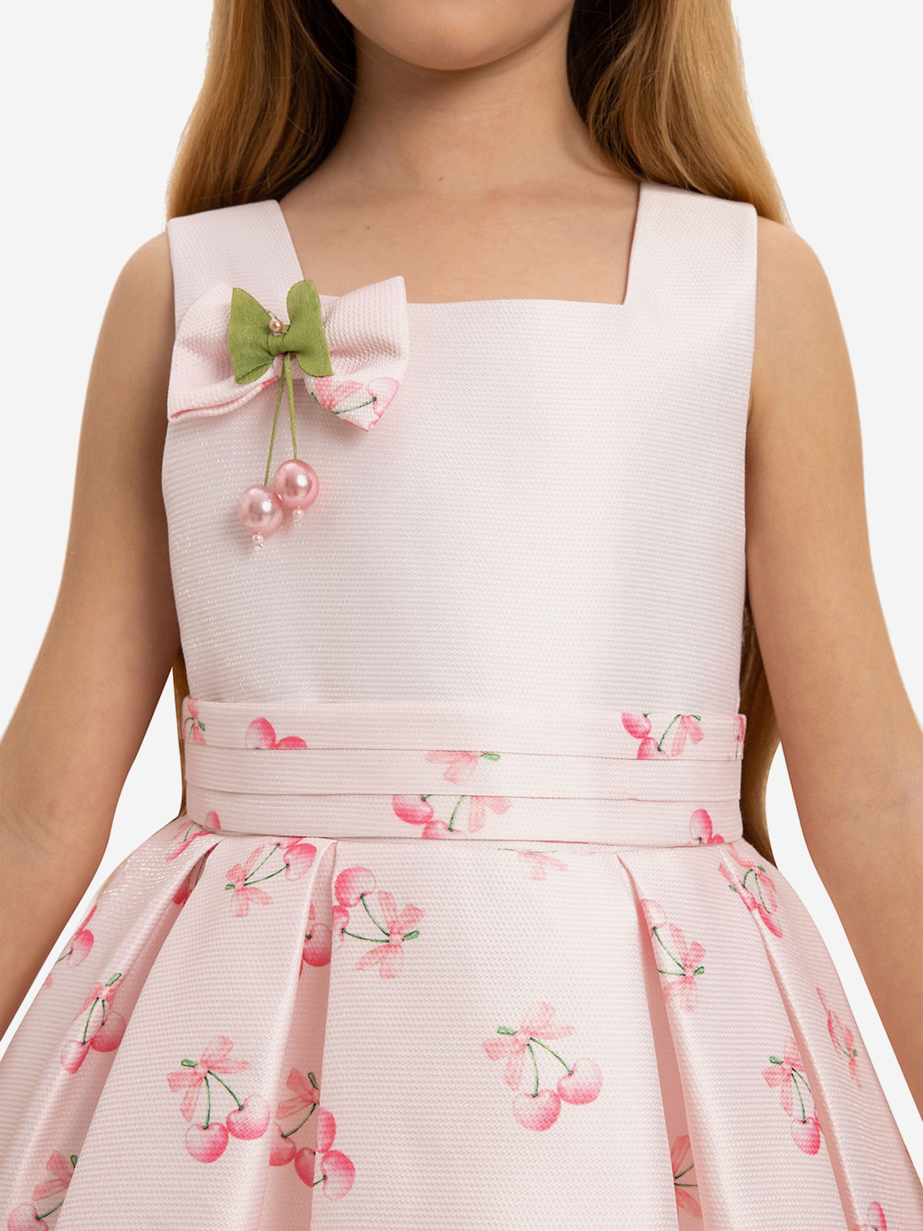 DRESS & Fleur Girls Cherry Dress with Matching Bag in Pink