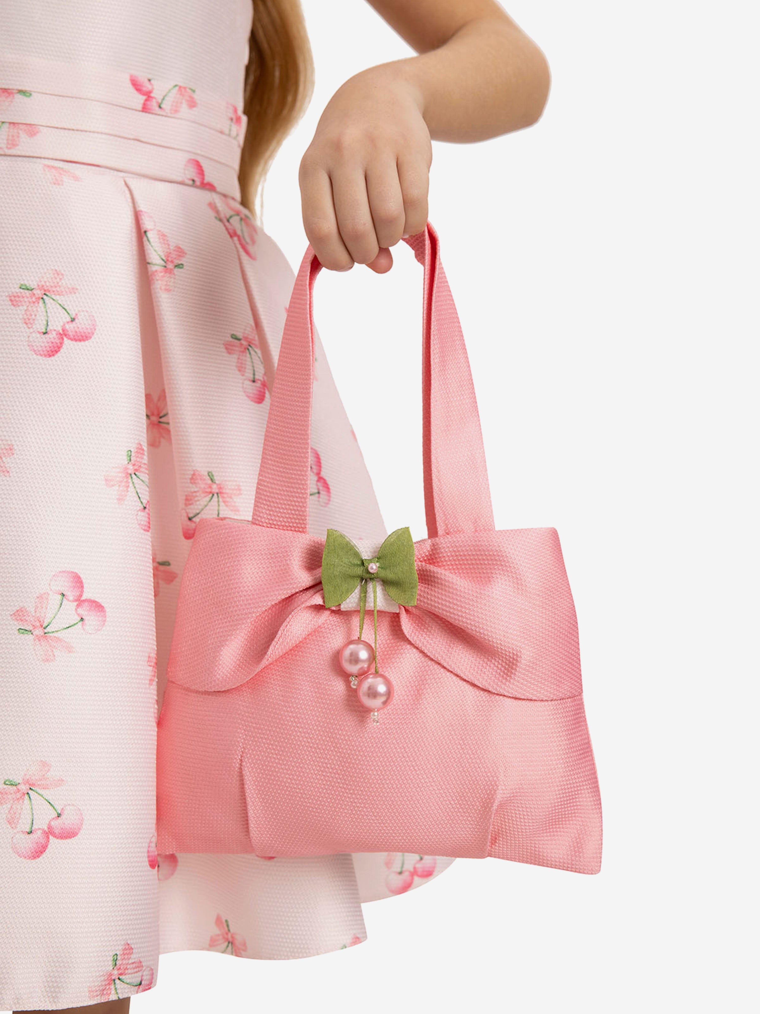 DRESS & Fleur Girls Cherry Dress with Matching Bag in Pink