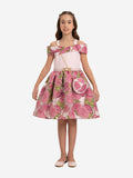 DRESS & Fleur Girls Jacquard Dress with Bag in Pink