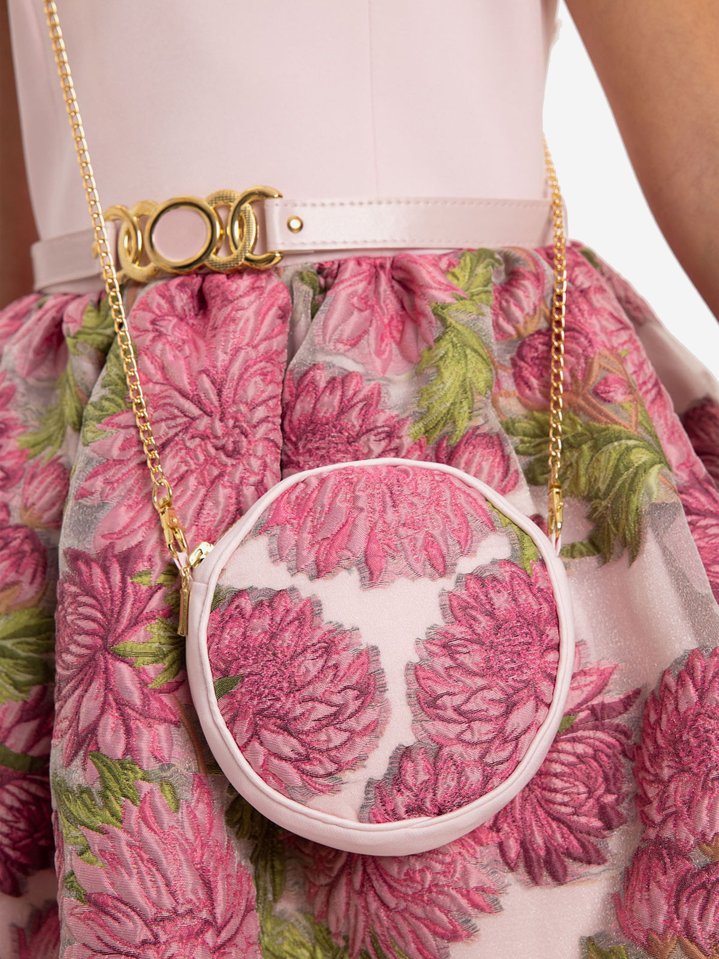 DRESS & Fleur Girls Jacquard Dress with Bag in Pink