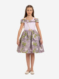 DRESS & Fleur Girls Jacquard Dress with Bag in Purple