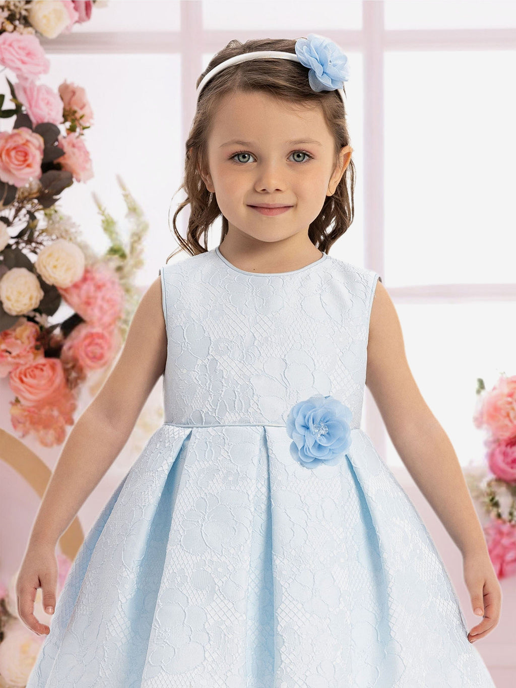 DRESS & Fleur Baby Girls Flower Dress in Blue