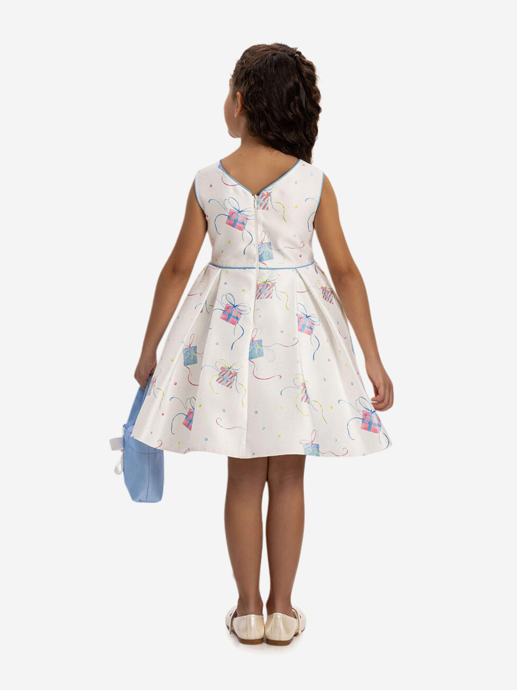 DRESS & Fleur Girls Party Dress with Bag in Blue