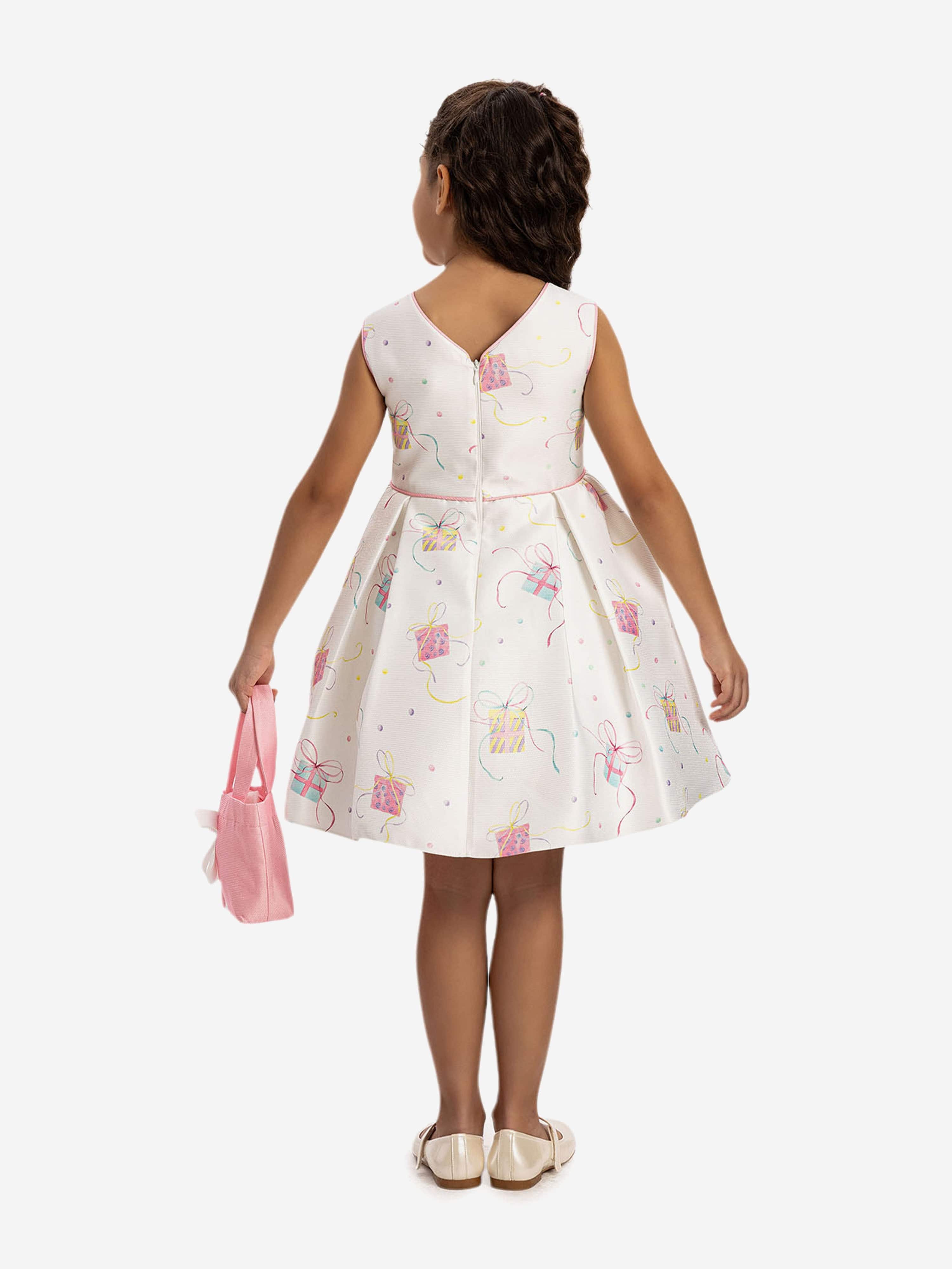 DRESS & Fleur Girls Party Dress with Bag in Pink