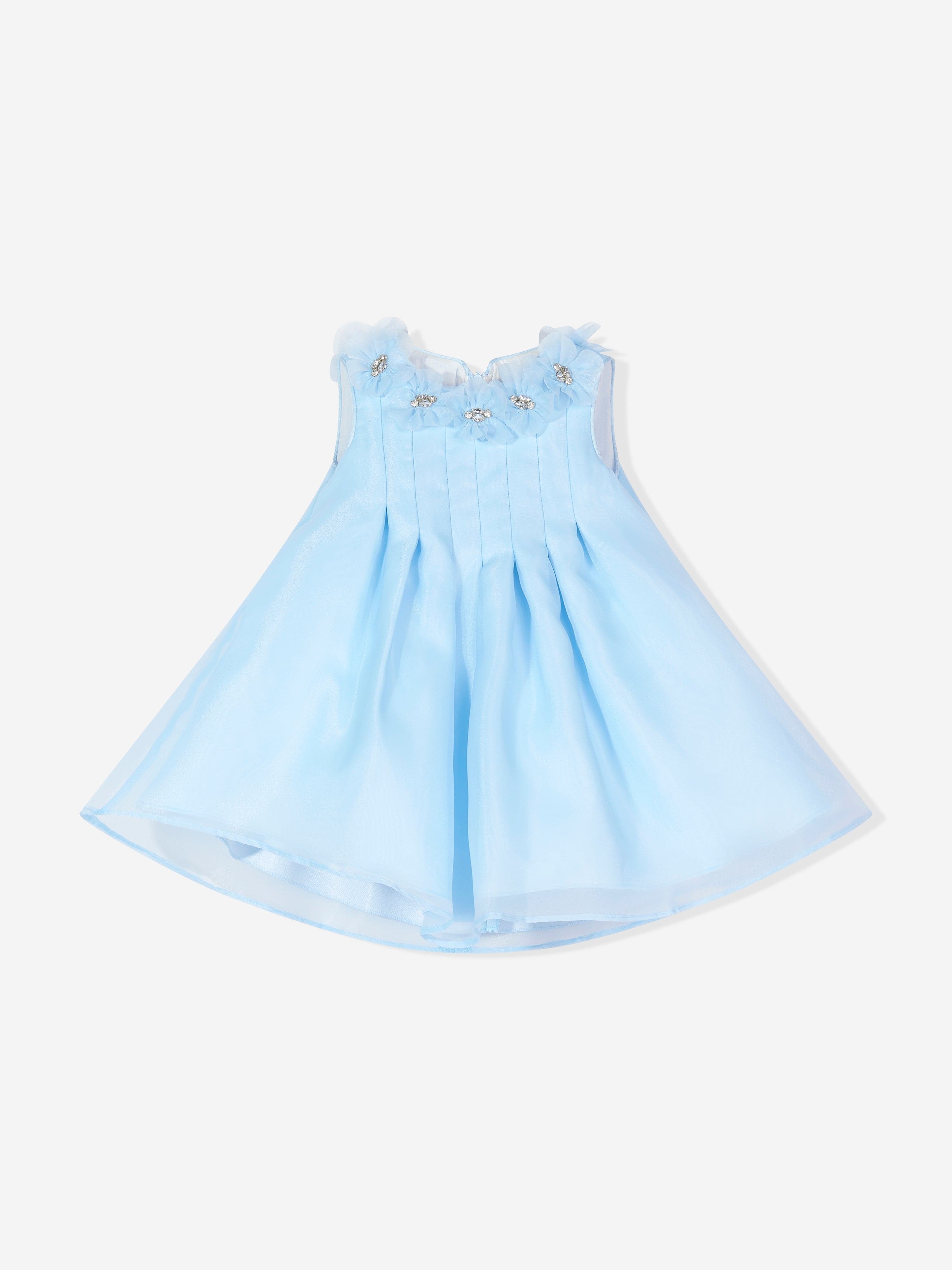 DRESS & Fleur Baby Girls Occasion Dress with Headband in Blue