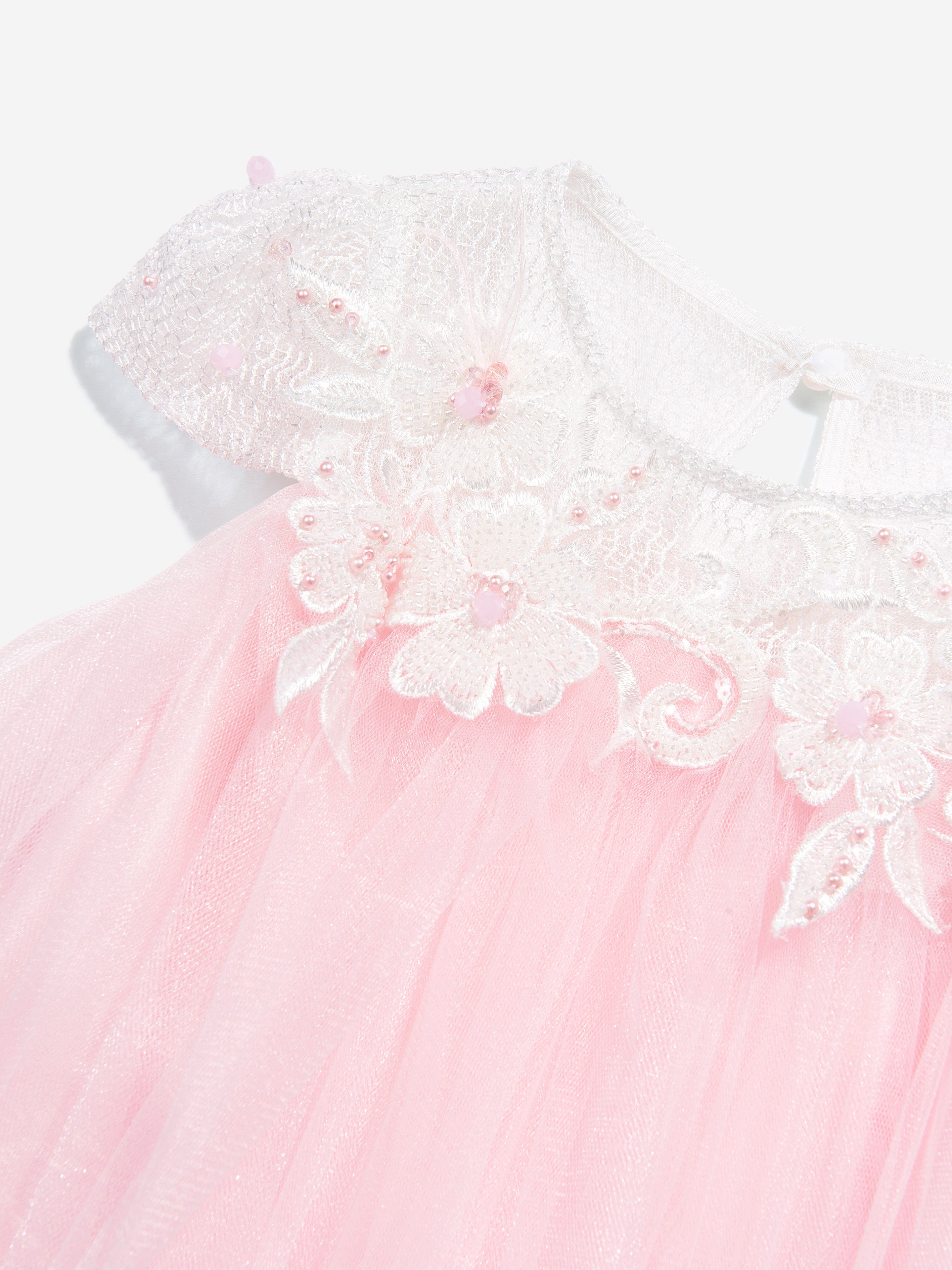 DRESS & Fleur Girls Flower Occasion Dress with Headband in Pink