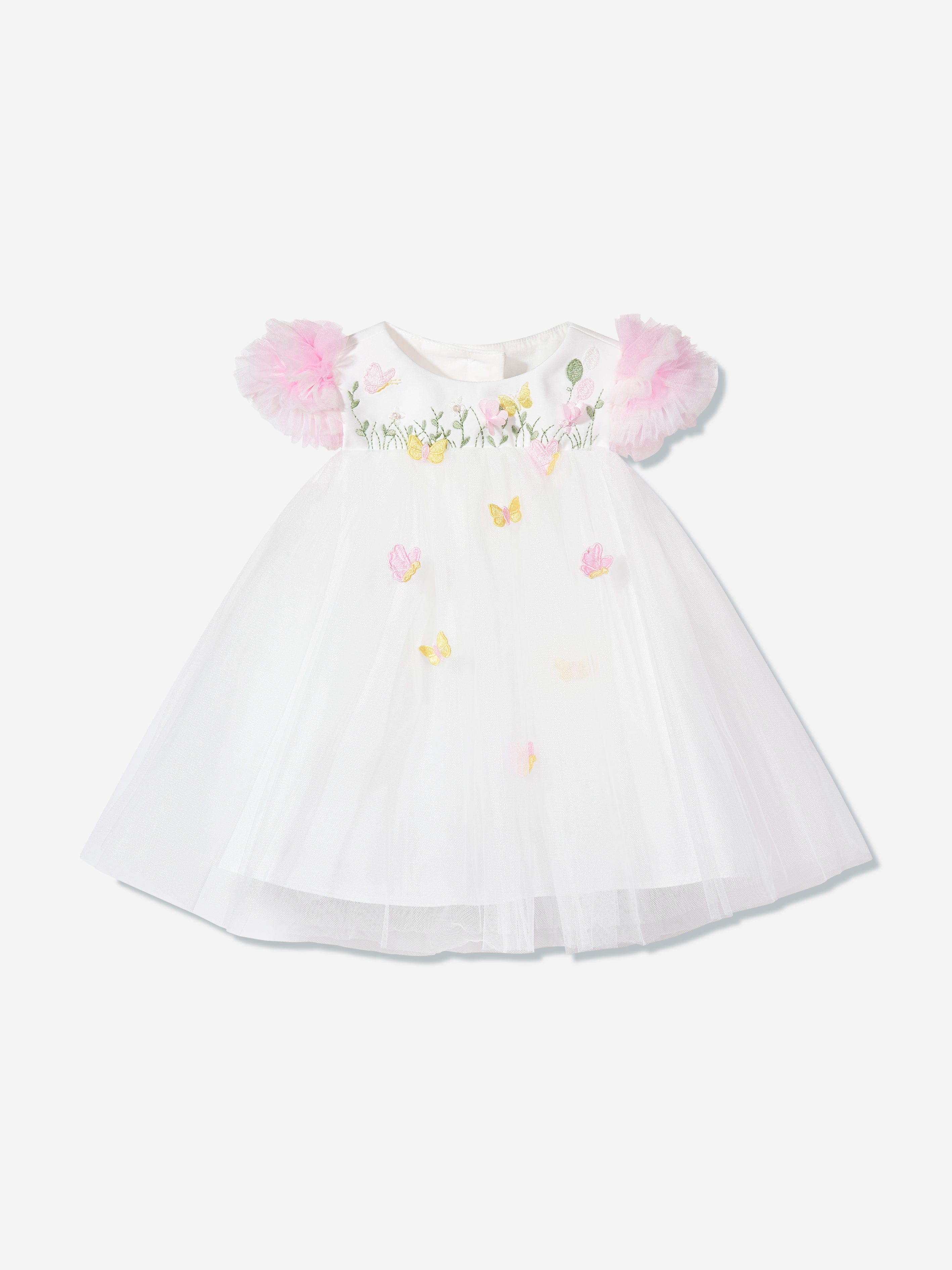 DRESS & Fleur Baby Girls Occasion Dress with Headband in Ivory