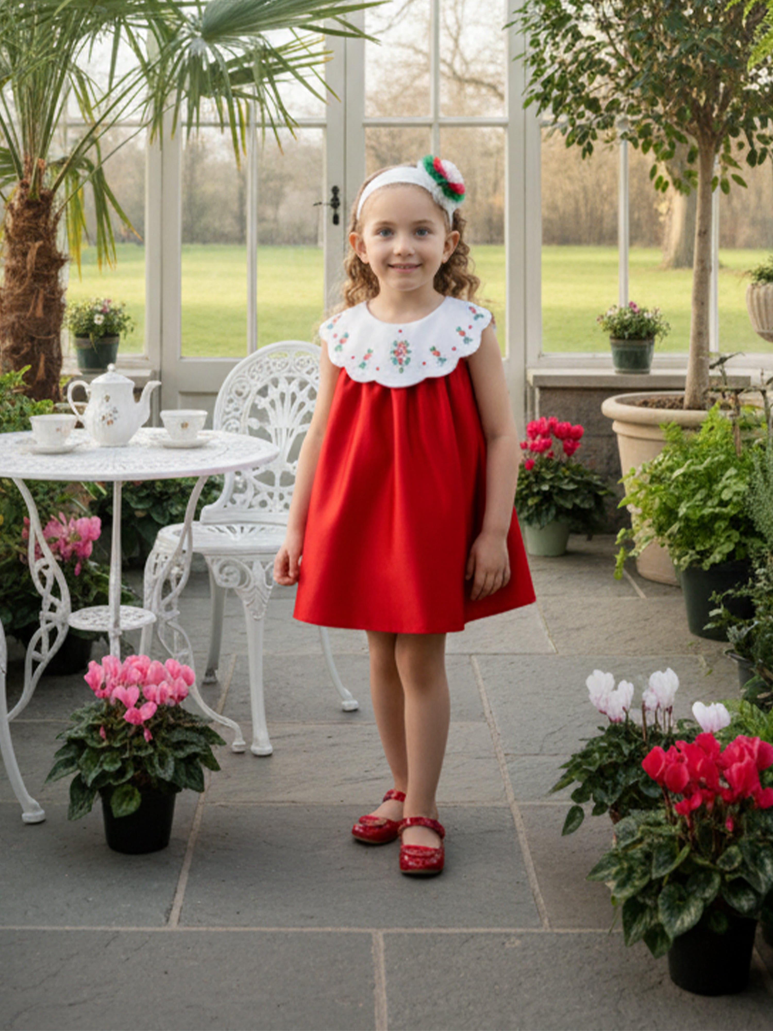 DRESS & Fleur Baby Girls Occasion Dress with Headband in Red