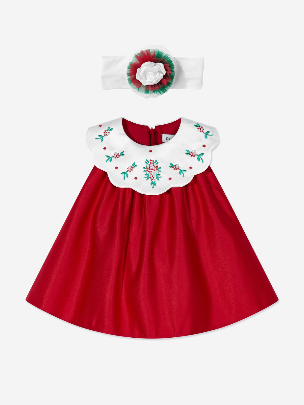 DRESS & Fleur Baby Girls Occasion Dress with Headband in Red