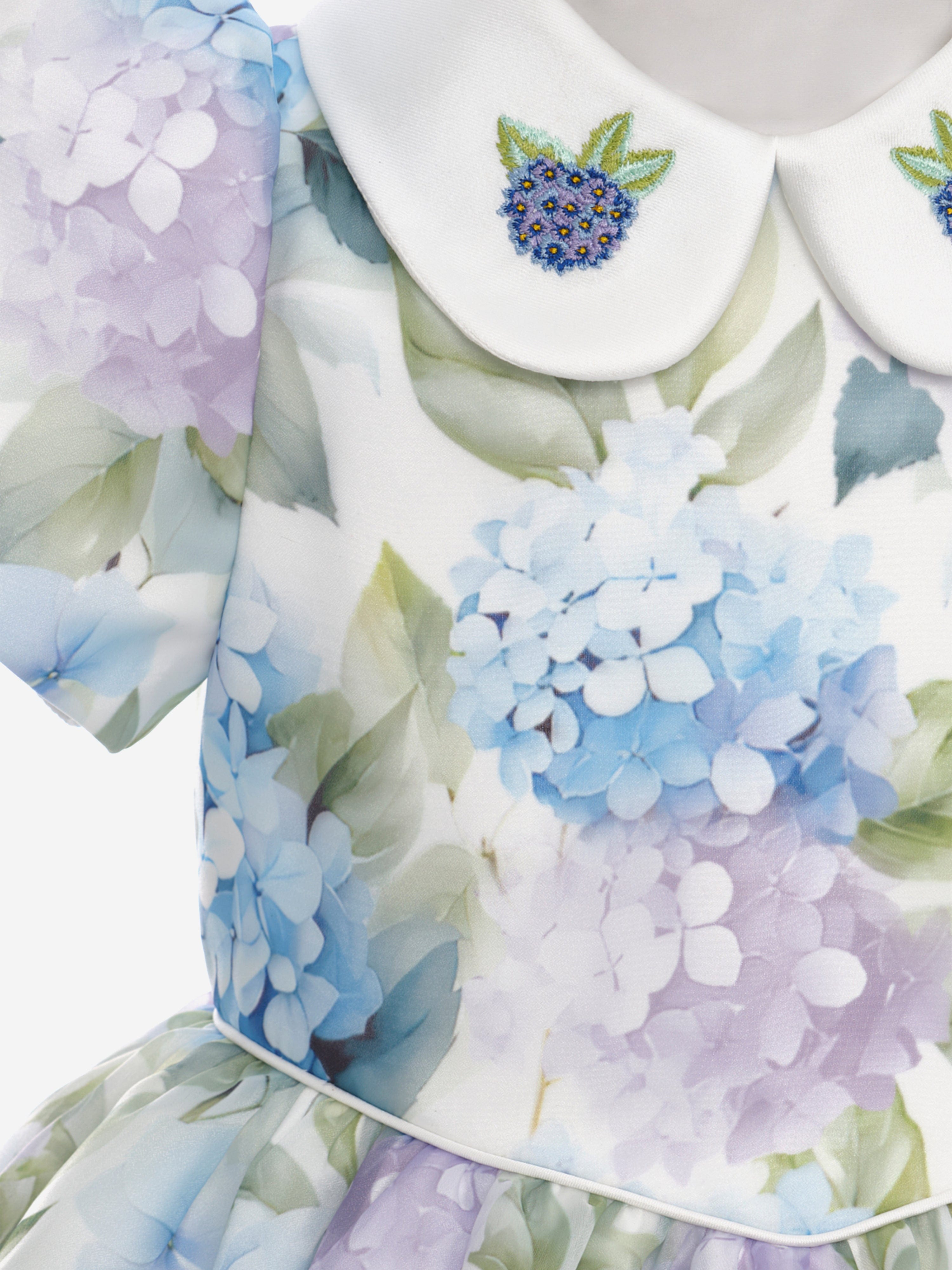 DRESS & Fleur Girls Floral Occasion Dress with Bag in Blue