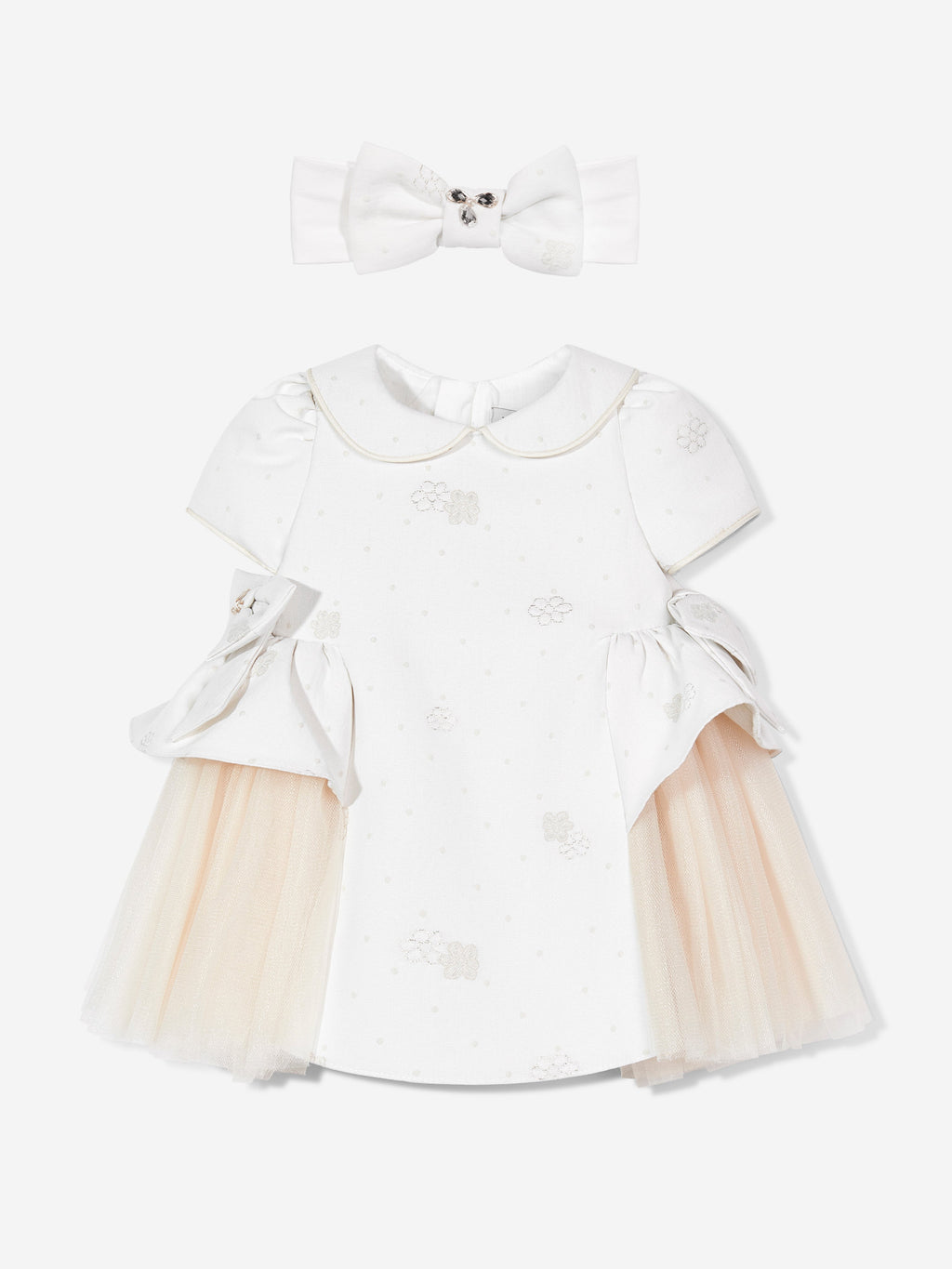 DRESS & Fleur Baby Girls Occasion Dress with Headband in Ivory