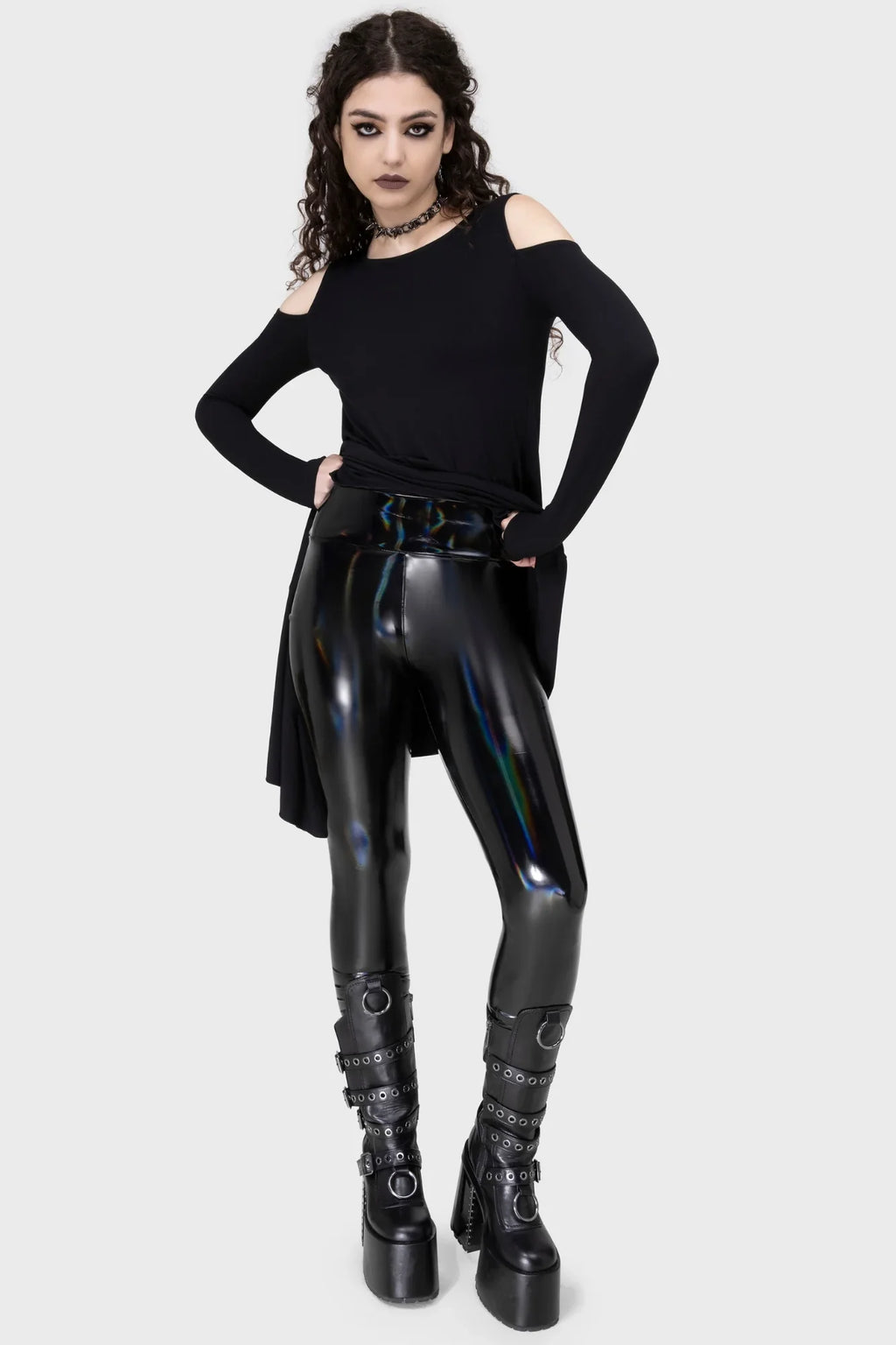 Killstar Darkwaves & Raves Hi-Shine PU Leggings - Size 16 & 22 Left Only!