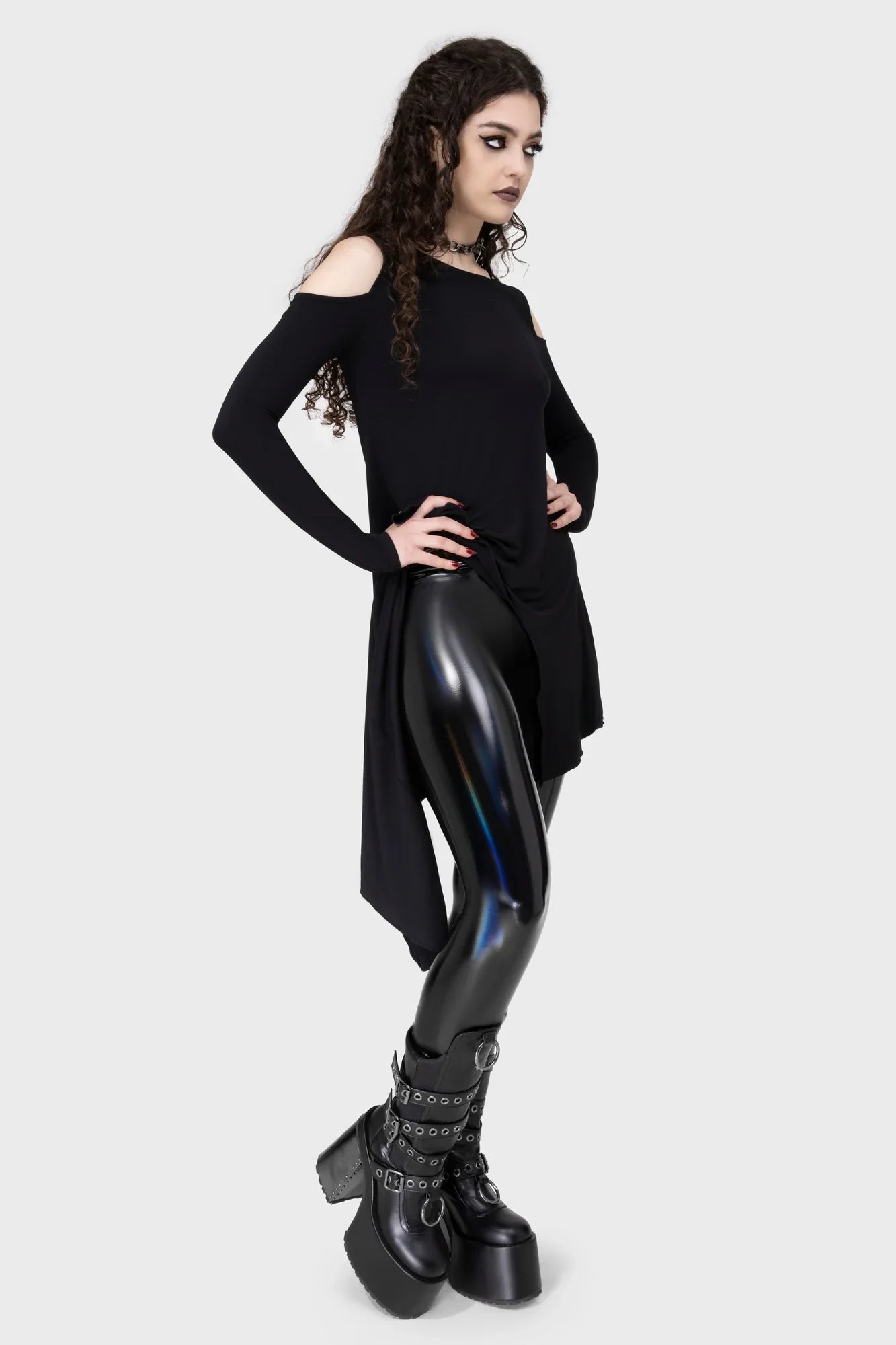 Killstar Darkwaves & Raves Hi-Shine PU Leggings - Size 16 & 22 Left Only!