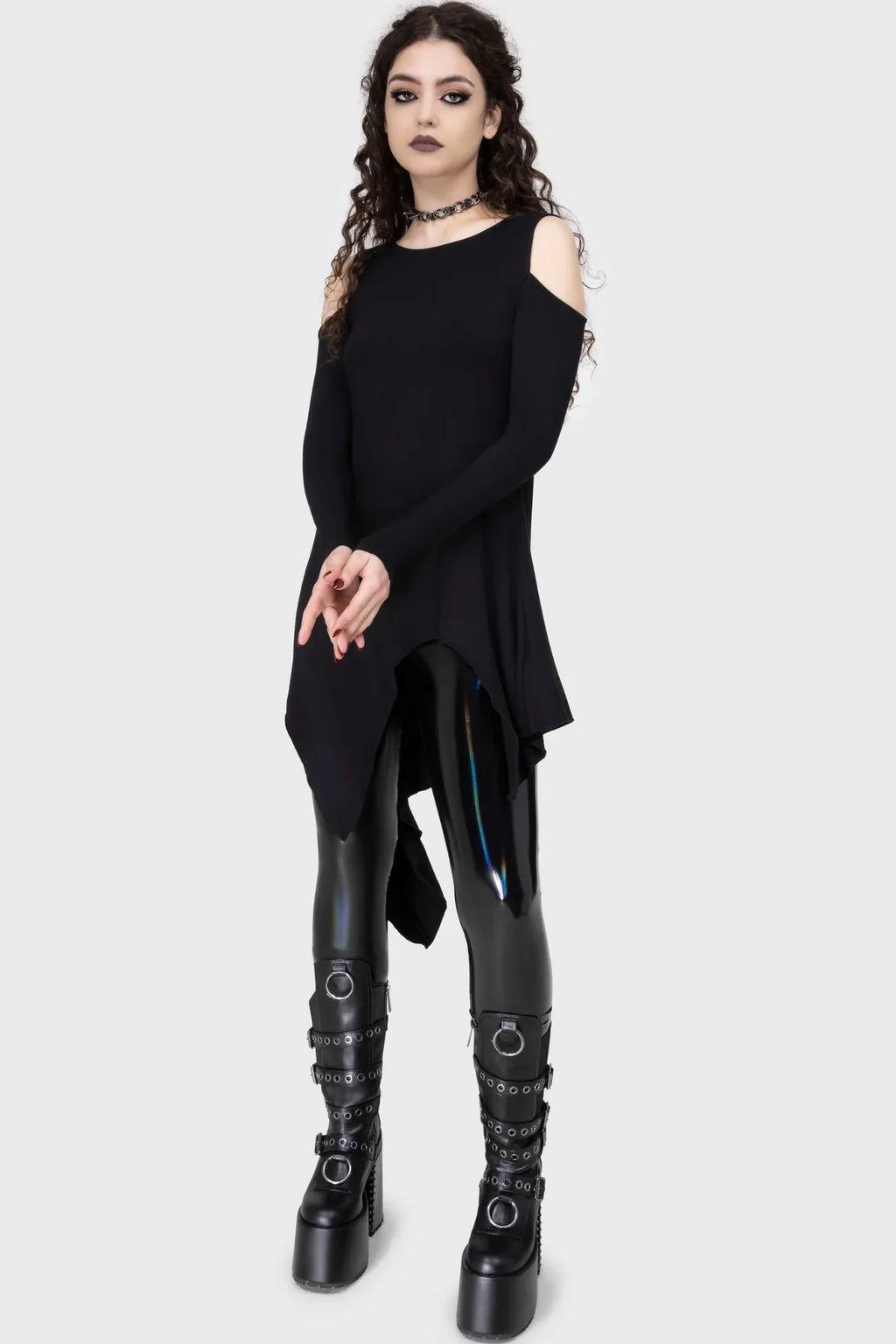 Killstar Darkwaves & Raves Hi-Shine PU Leggings - Size 16 & 22 Left Only!