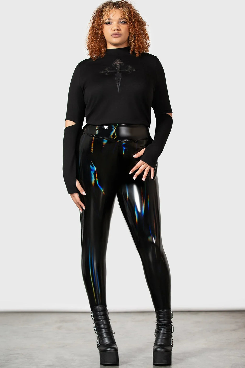 Killstar Darkwaves & Raves Hi-Shine PU Leggings - Size 16 & 22 Left Only!