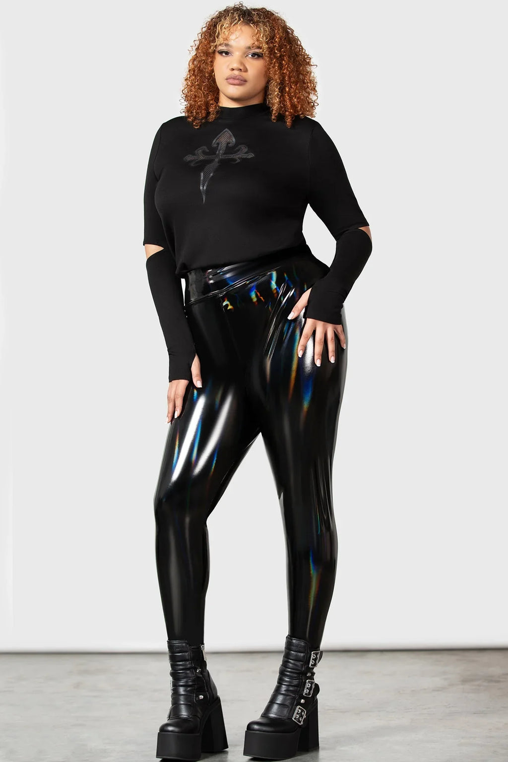 Killstar Darkwaves & Raves Hi-Shine PU Leggings - Size 16 & 22 Left Only!
