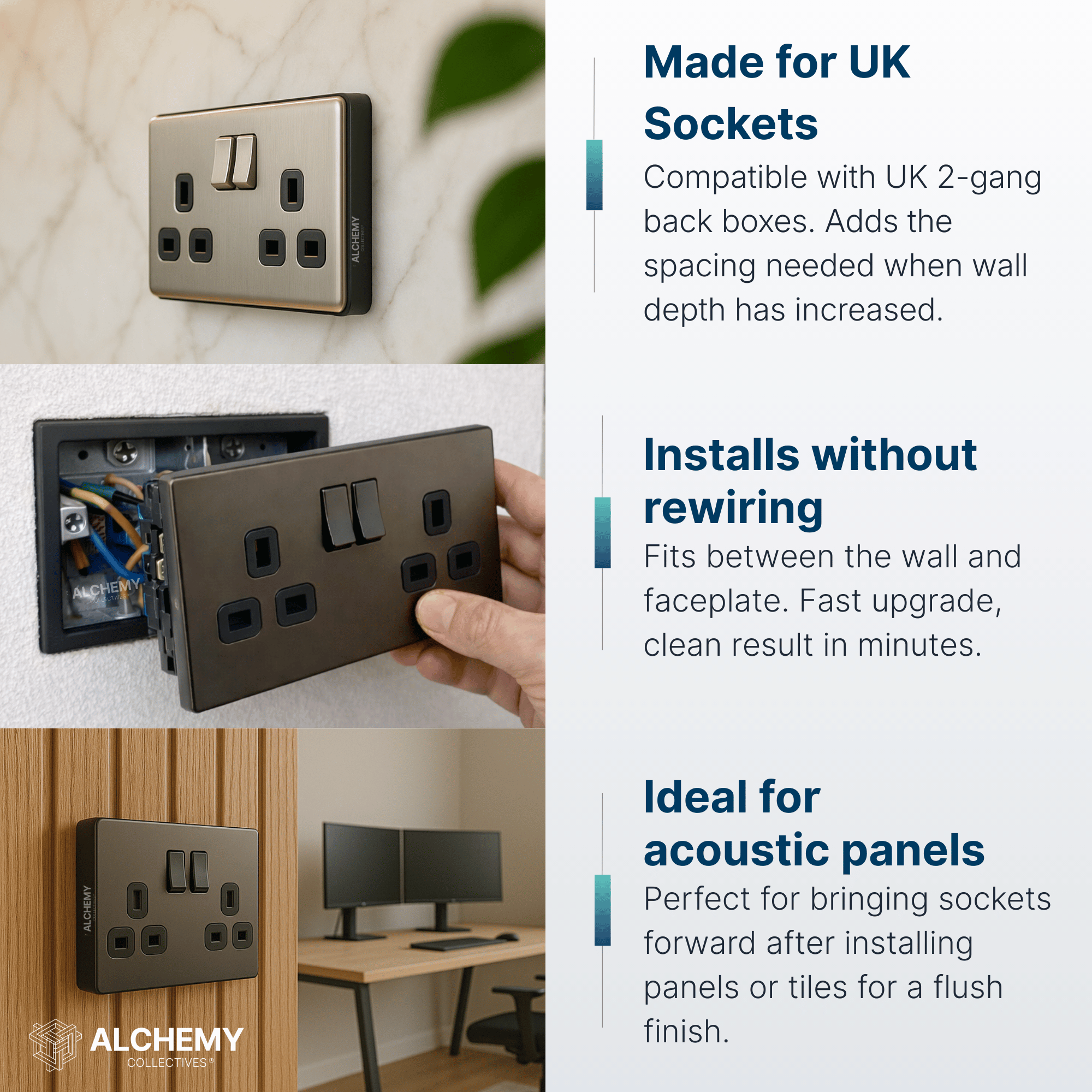 2-Gang Socket Spacer