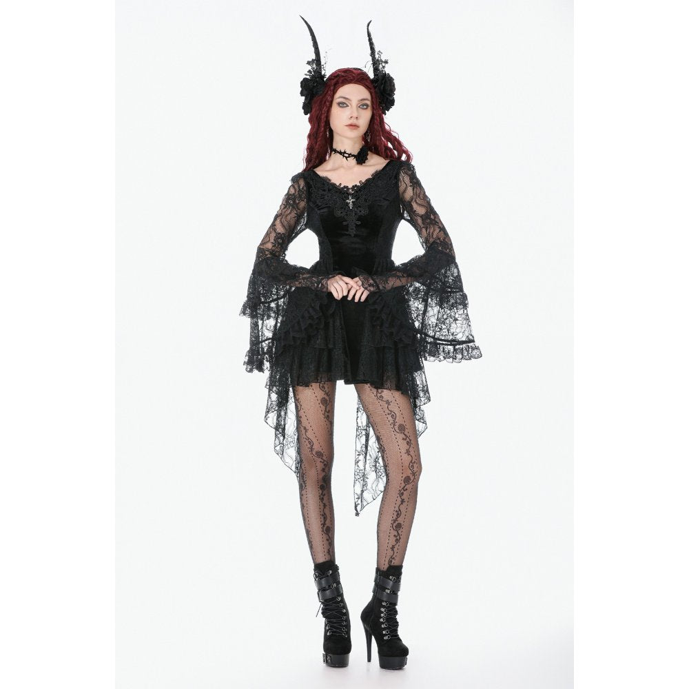 Dark in Love Anastasia Gothic Velvet & Lace Embroidered Dress