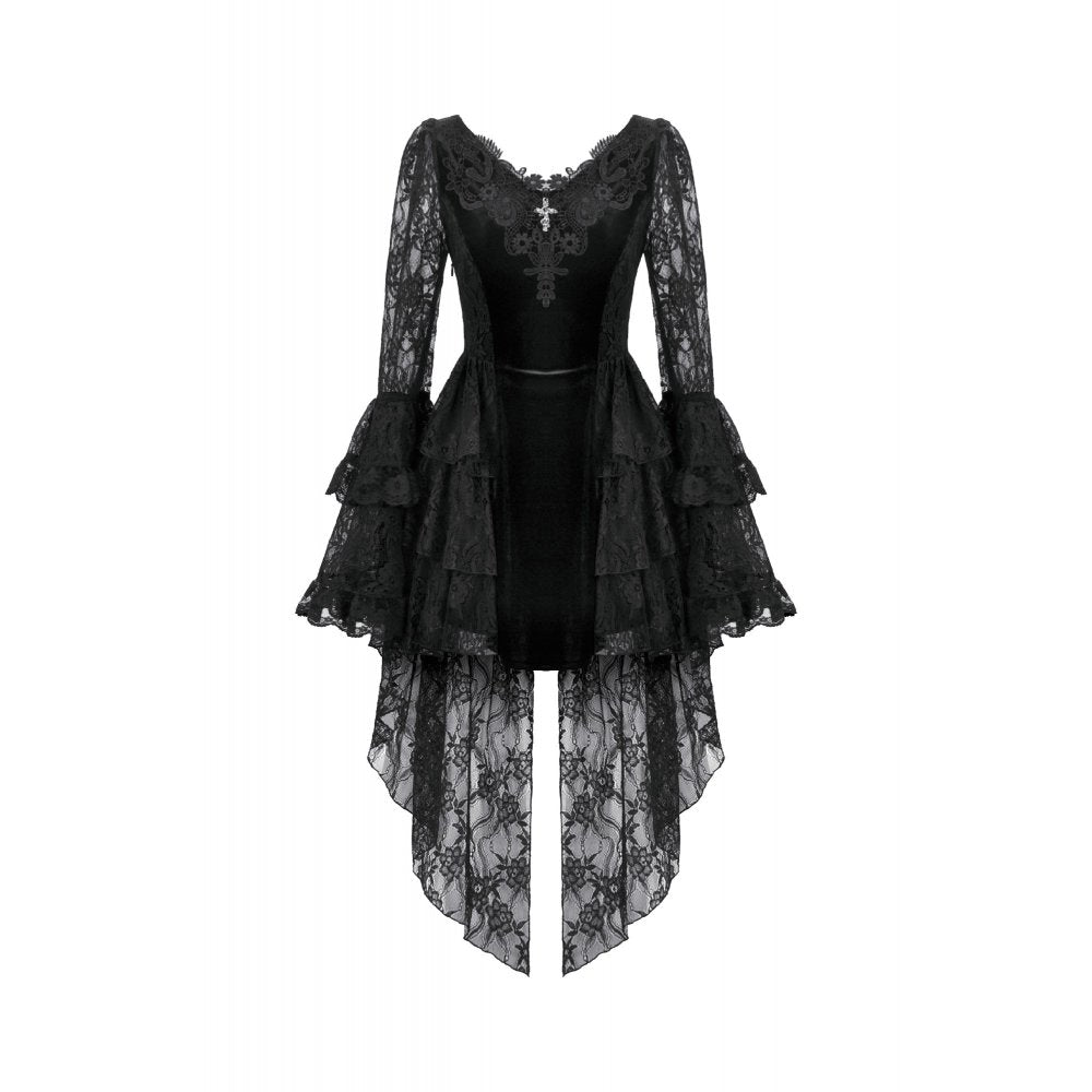 Dark in Love Anastasia Gothic Velvet & Lace Embroidered Dress