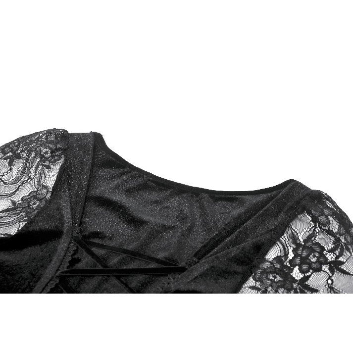 Dark in Love Anastasia Gothic Velvet & Lace Embroidered Dress
