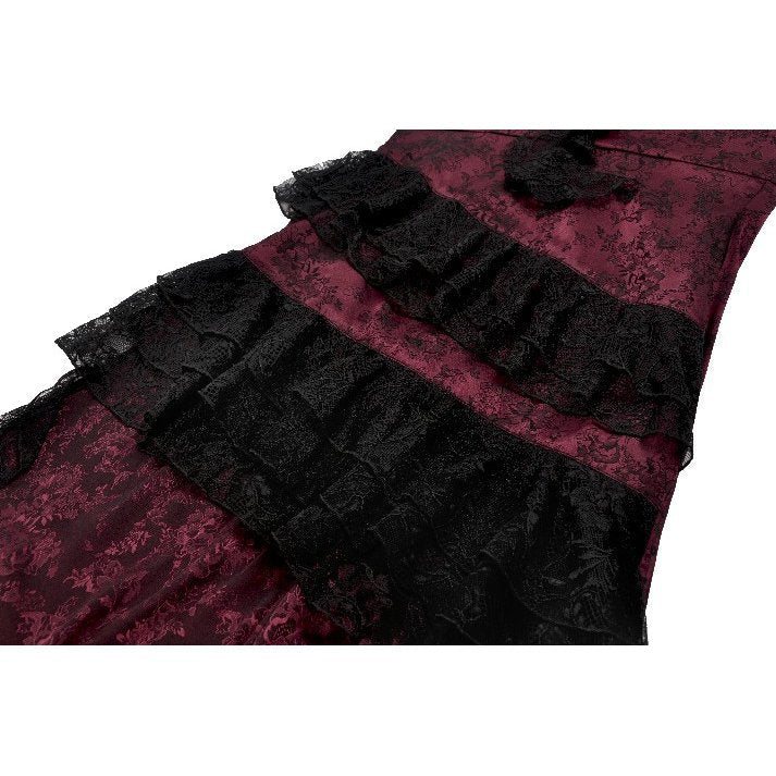 Dark in Love Belladonna Burgundy Brocade and Lace Dress