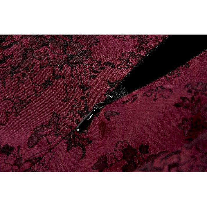 Dark in Love Belladonna Burgundy Brocade and Lace Dress