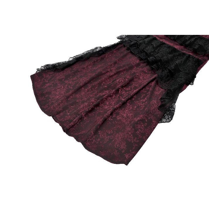 Dark in Love Belladonna Burgundy Brocade and Lace Dress