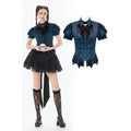 Dark in Love Dark Academia Striped Puff-Sleeve Blouse