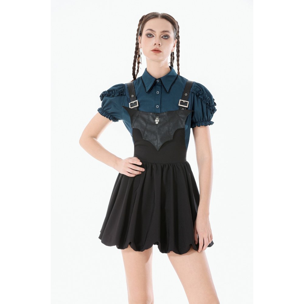 Dark in Love Dark Academia Striped Puff-Sleeve Blouse