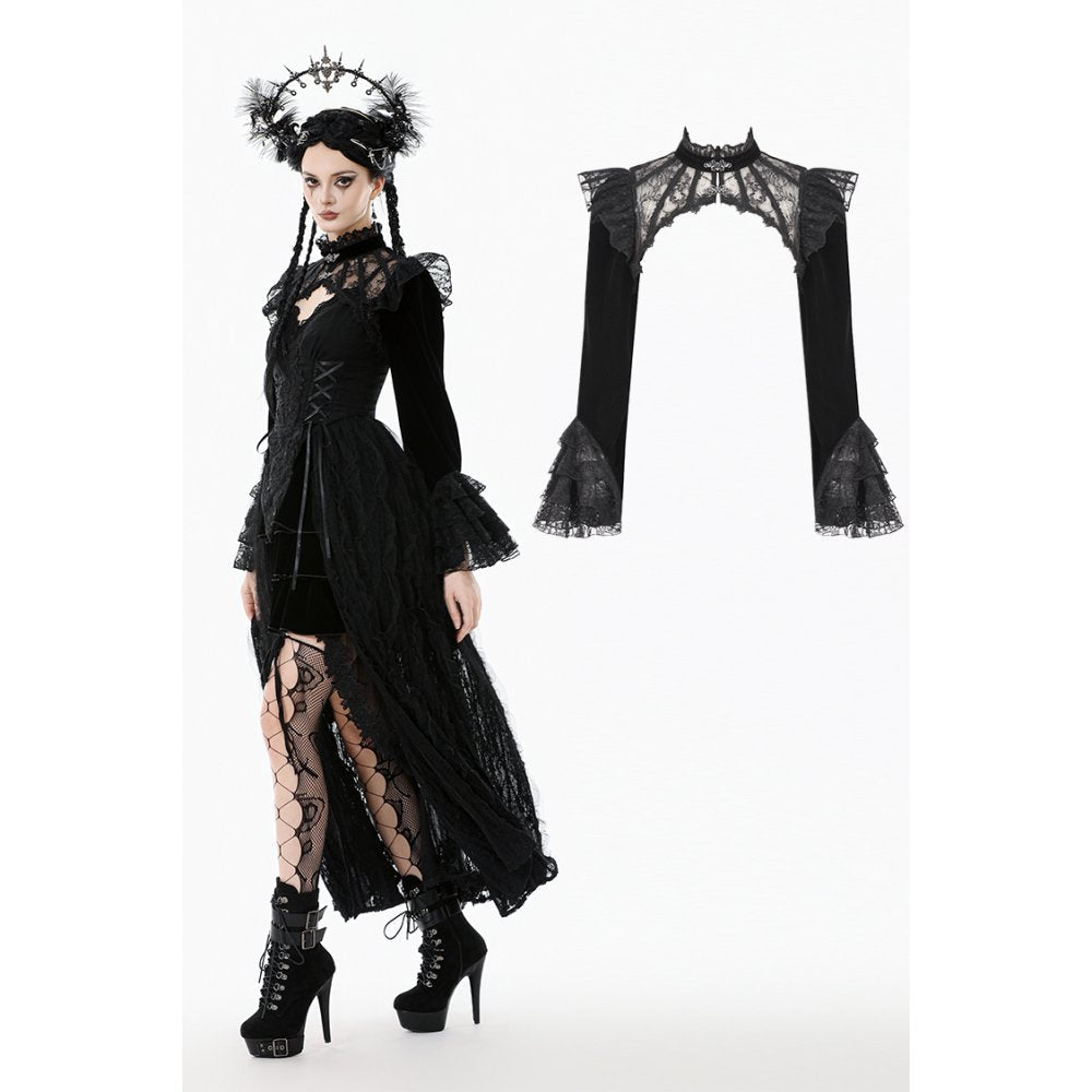 Dark in Love Erzebeth Gothic Bolero Shrug - Black Lace Victorian Bell Sleeve